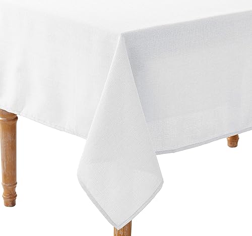 Euro Linen - Mantel de diseño vintage, 68 x 108 pulgadas, color blanco