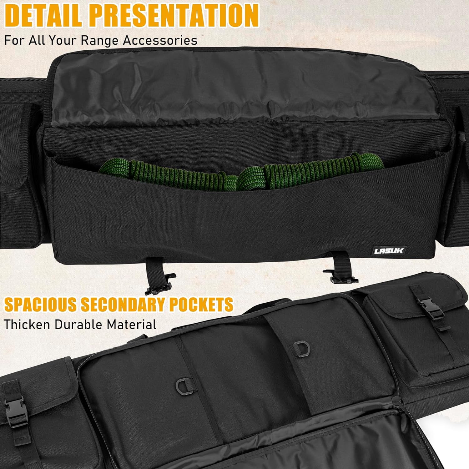 28" 36" 42" 46" 51" 55" Soft Double Rifle Bag, Portable Long Rifle Bag for Outdoor Hunting Shooting, Gun Case Storage & Transportation, with Multiple Colors - Image 6