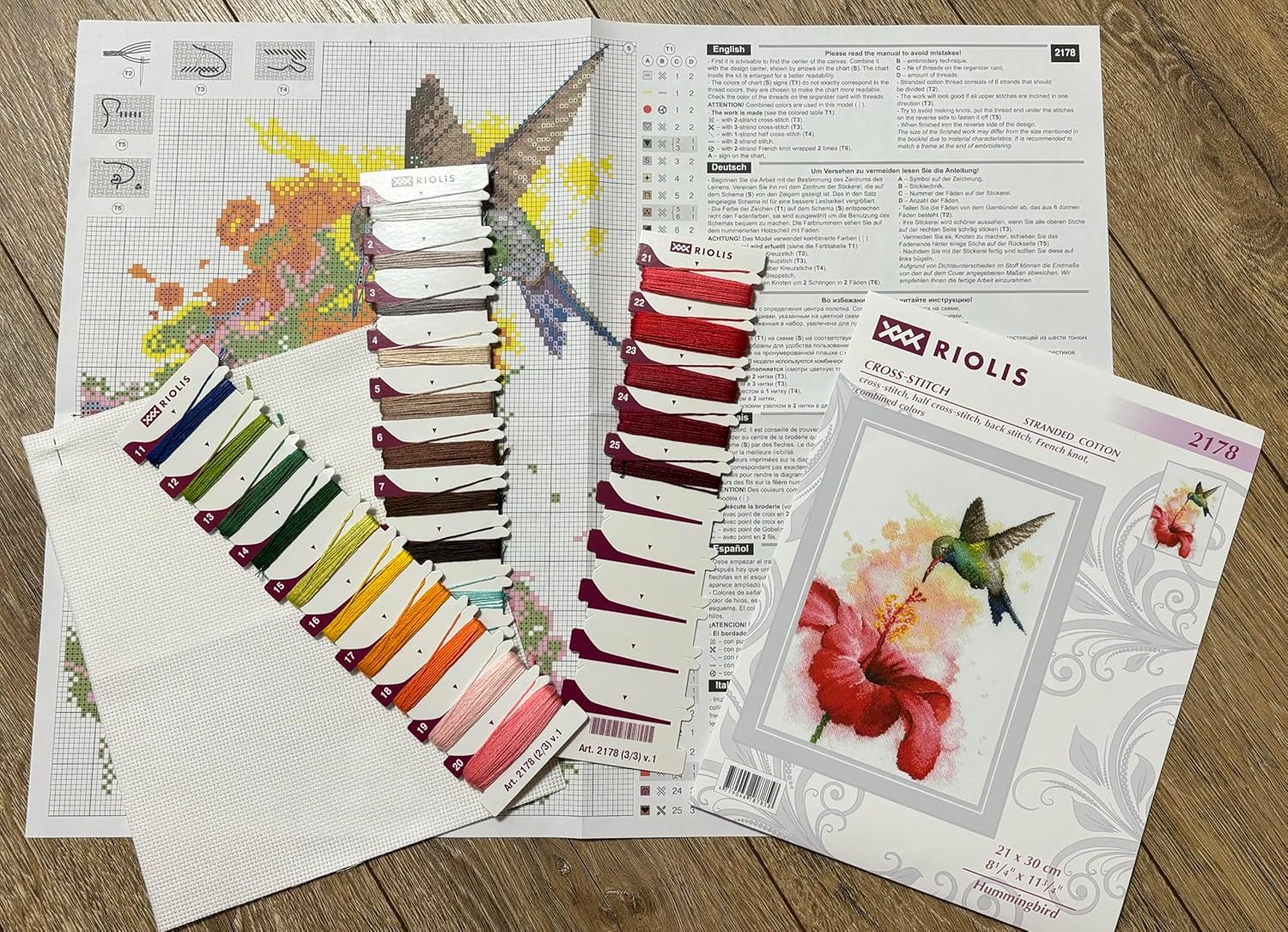 RIOLIS - Hummingbird 2178, Animals Cross Stitch Kits 8¼"x11¾, Cross Stitch Kits for Beginners & Advanced, Crossstitching Kit Adult, Embroidery Counted Stitching Kit