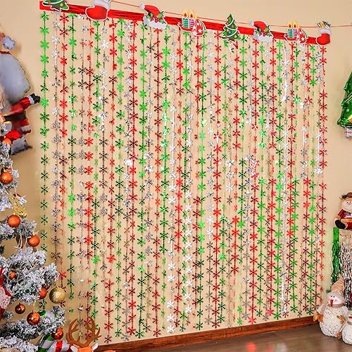 LOLStar Decoraciones de fiesta de Navidad, paquete de 2 cortinas de flecos de papel de aluminio de Navidad de 3.3 x 6.6 pies, color rojo, plateado, LOLStar Decoraciones de fiesta de Navidad, paquete de 2 cortinas de flecos de papel de aluminio de Navidad de 3.3 x 6.6 pies, color rojo, plateado,