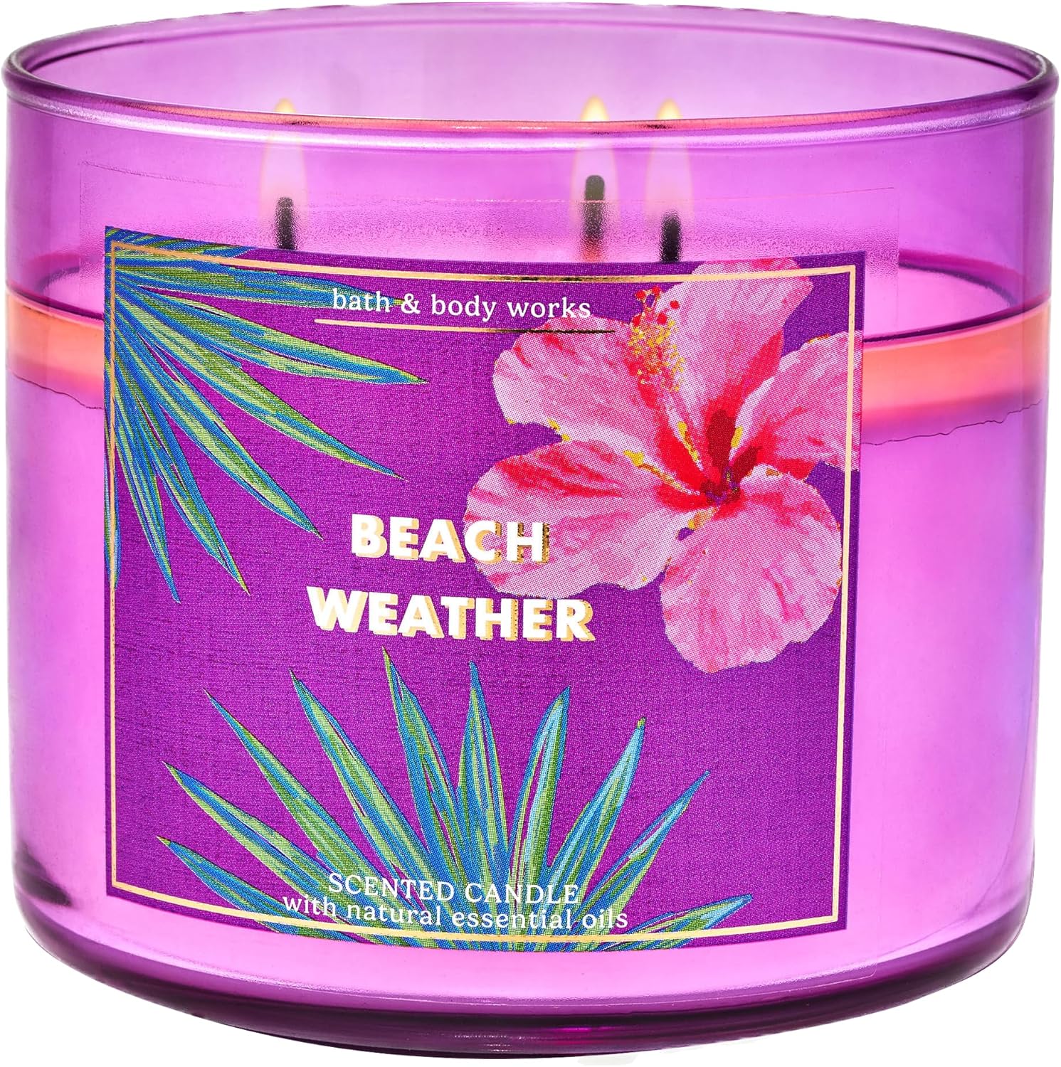 Bath & Body Works Beach Weather Candle - 3 Wick Scented Candle, 14.5 oz w/Natural Essential Oils, Sandalwood and Coconut Fragrance