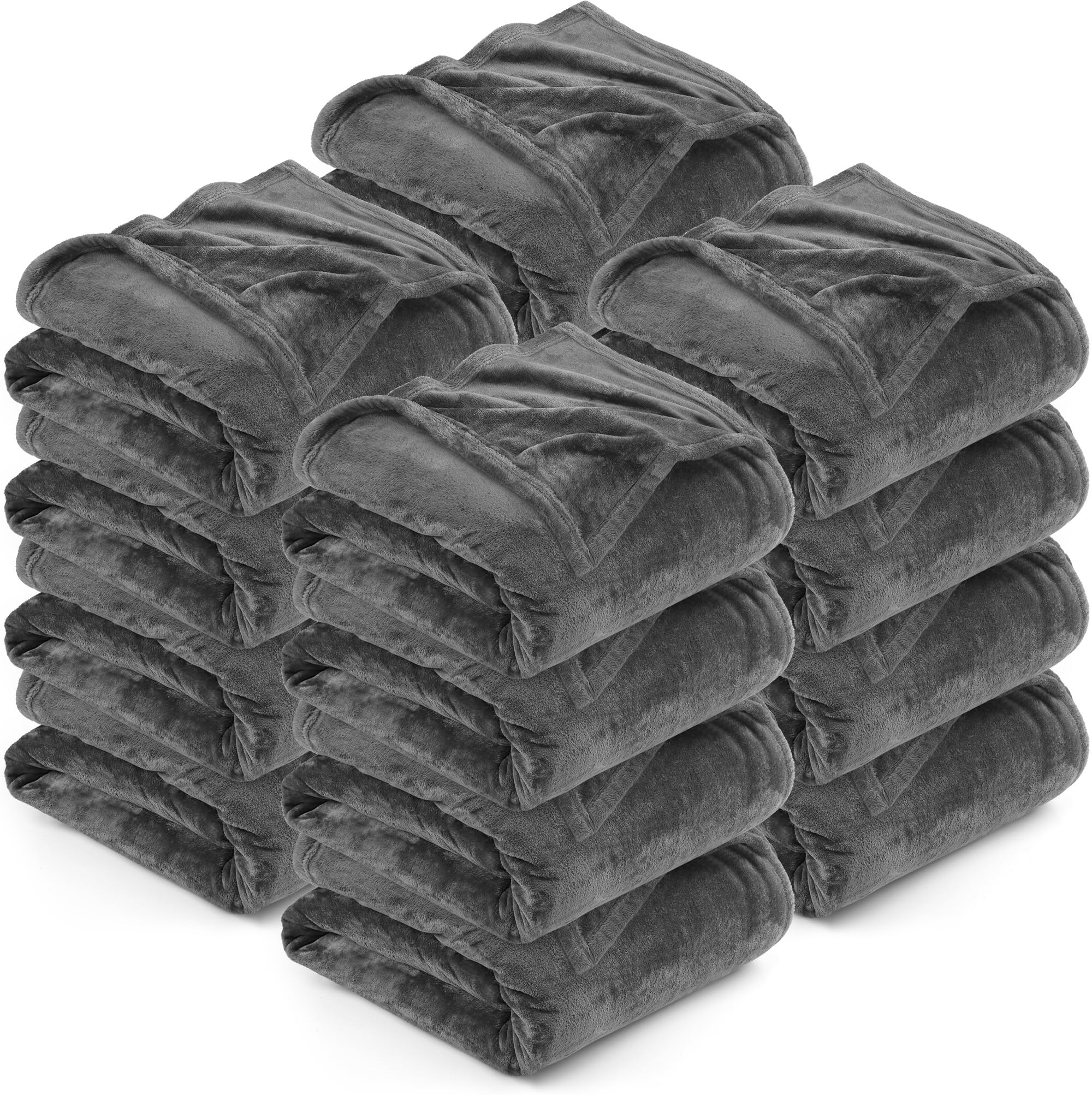 Utopia Bedding Grey Fleece Blanket, Soft, Cosy 300 Gsm Fluffy Blankets For Sofas, Bed, Couches - Pack Of 16 (Throw, 152X127 Cm, )