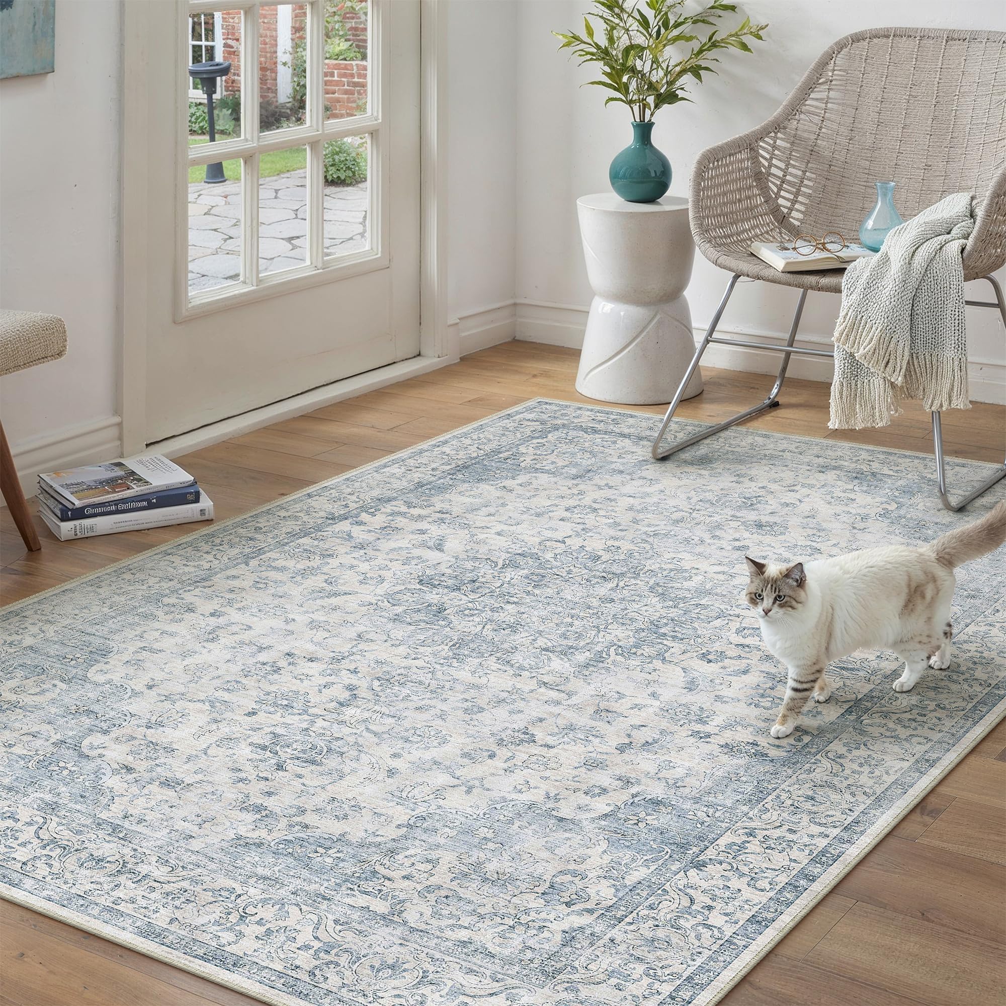 PureCozy Rugs Living Room Blue 120x170cm Washable Bedroom Carpet โ image 1