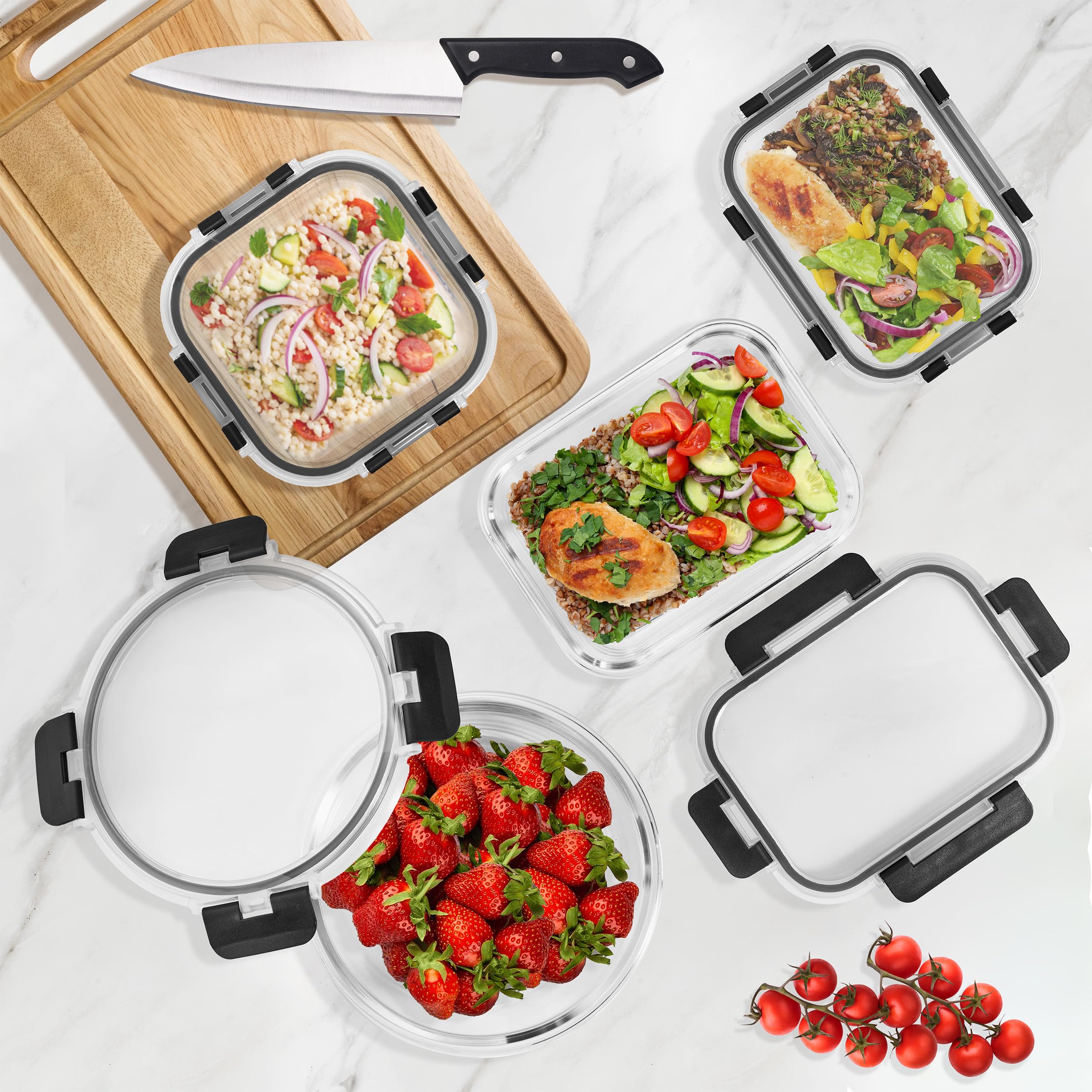 Amazon.com: Sorbus 16pc Glass Meal Prep Containers Set  8 Round 32oz  Containers with Airtight Lids  Freezer, Dishwasher, Oven Safe  Reusable  Food Storage Bowls, 4 Cup Capacity for Meal Prep