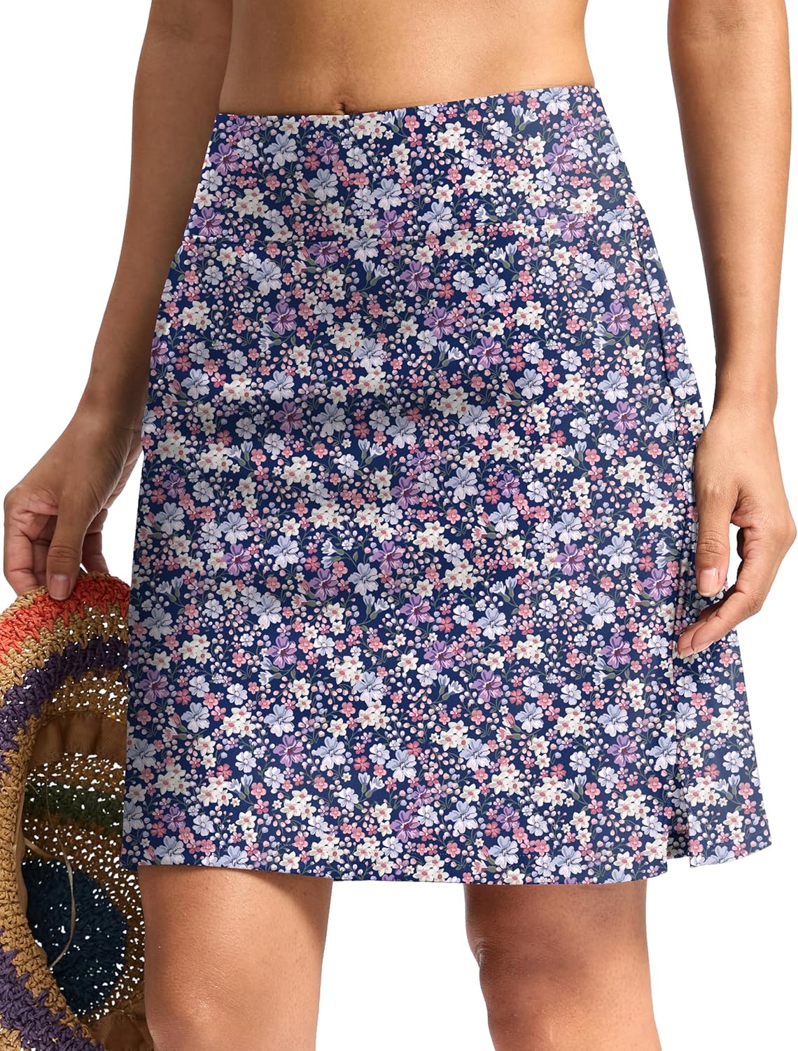 Viodia Women's 20" Long Swim Skirt Skort High Waisted Modest Bathing Suit Swimsuit Bottoms Beach Tankini Bikini with Skirt