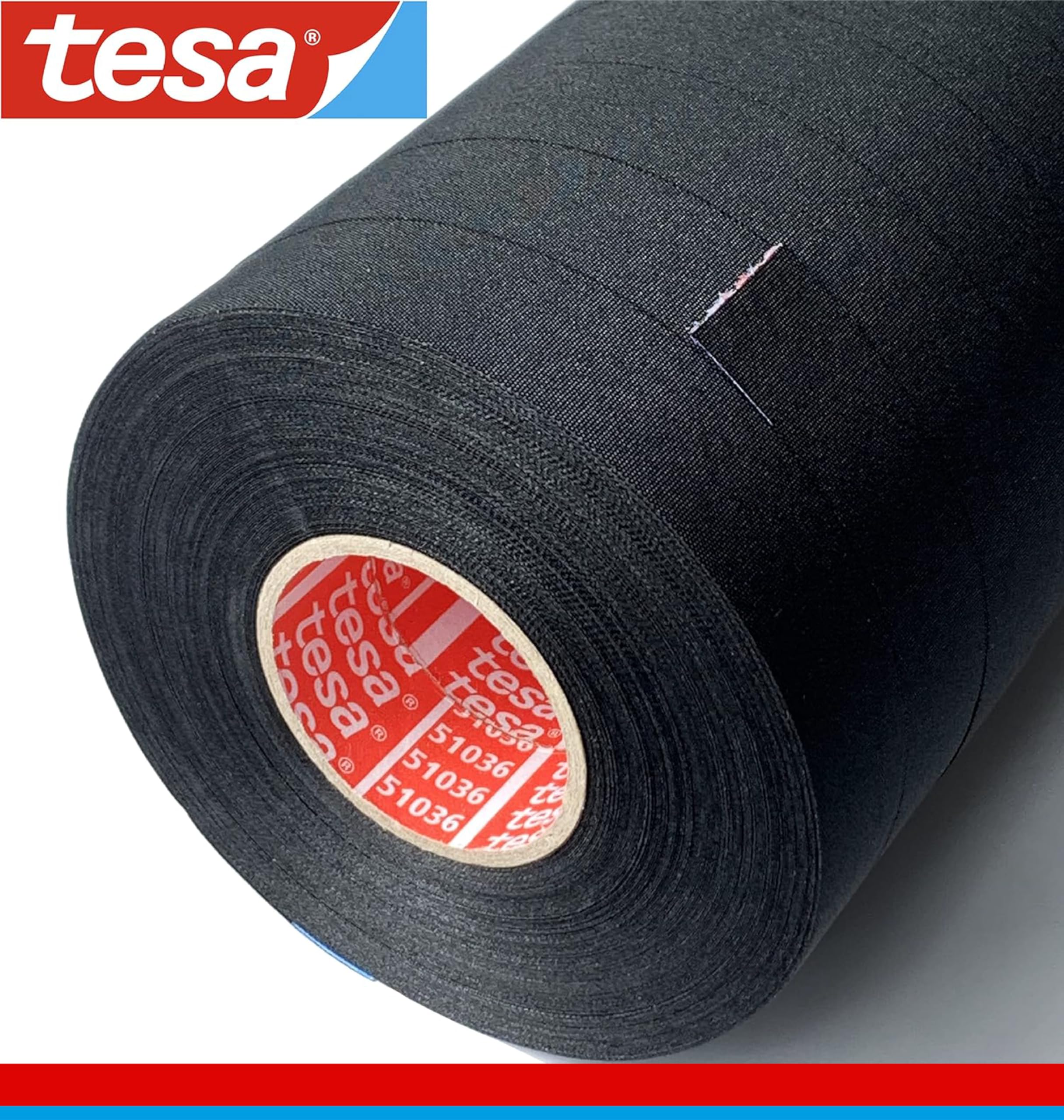Tesa 51036 - Nastro adesivo in Tessuto PET per Cablaggi, Protezione all’Abrasione, Alte Temperature, Massima Flessibilità, Senza Solventi, Perfetto per Applicazioni Motore (19 mm x 25 m)