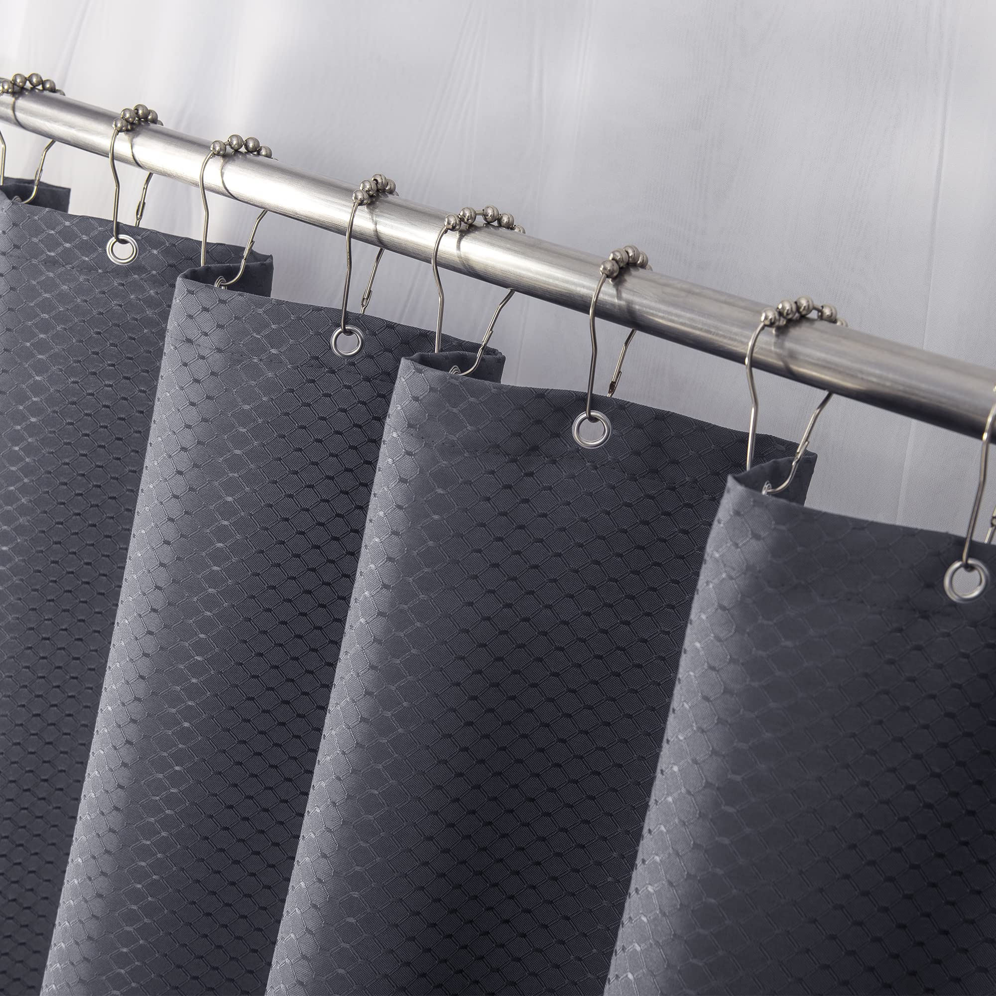 Cozy Place Waffle Design Shower Curtain - Luxury Hotel Quality, Heavy Duty, Water Resistant, Machine Washable, 72x72 (Gray)