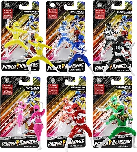 Power Rangers - Mini figuras coleccionables de edición limitada de 2.75 pulgadas (2.8 in), amarillo, azul, rosa, rojo y verde, juego de 5 Rangers