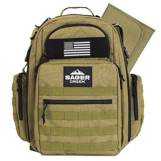 Sager Creek Wickeltaschen-Rucksack mit Wickelauflage für Daddy. Wasserdichter Wickelrucksack für Männer im Military-Look mit isoliertem Fach