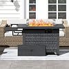 28 Inch Propane Fire Pit Table, CSA-Listed 50,000 BTU Outdoor Fire Pit, Patio Wicker Fire Table with Lid, Cover, Crystals