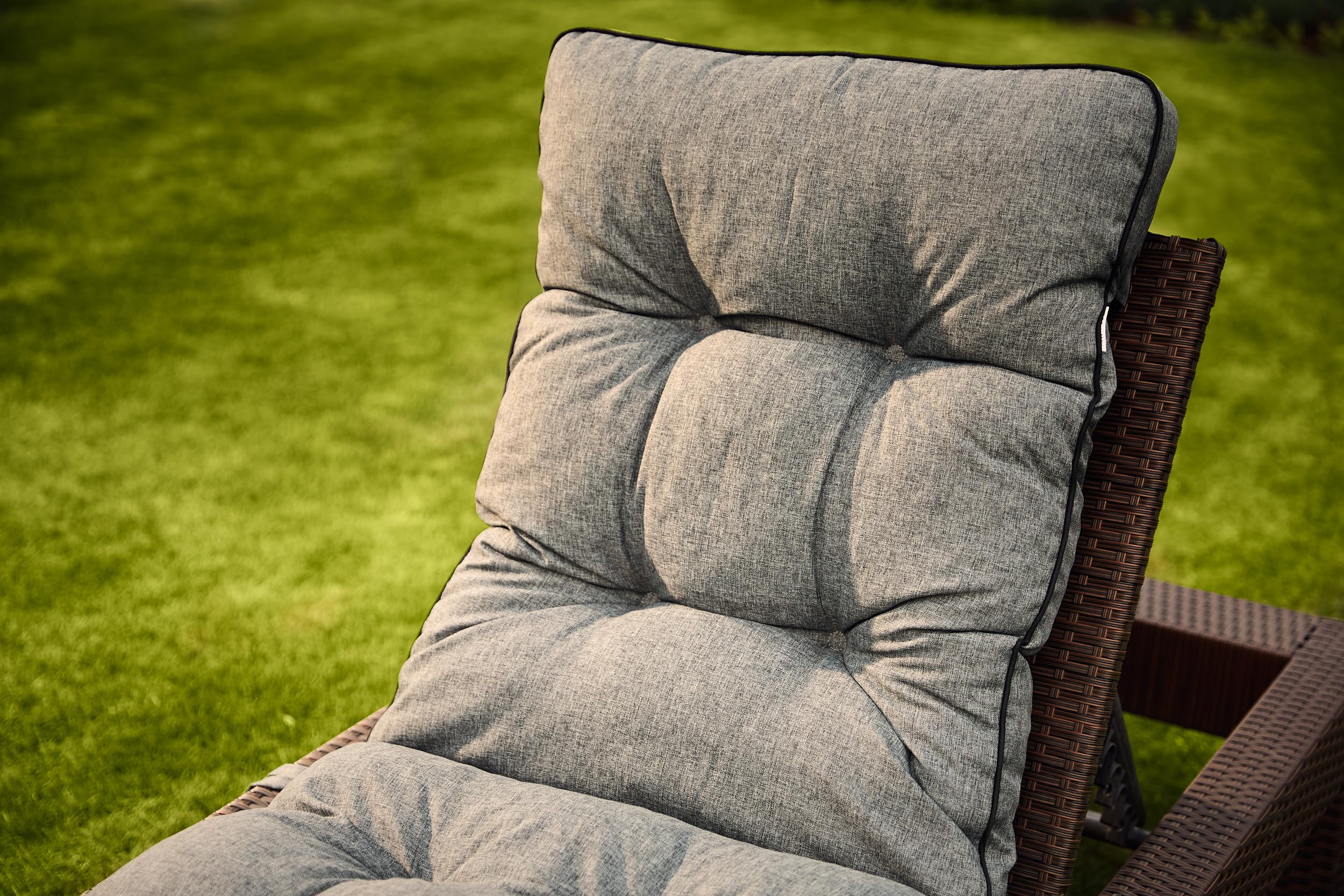 Liegenauflage, Auflage für Gartenliege 200 x 55 x 8 cm, Auflagen für Deckchair, Polsterauflage für Sonnenliege, Kissen für Liegestuhl, gesteppt - Anthrazit