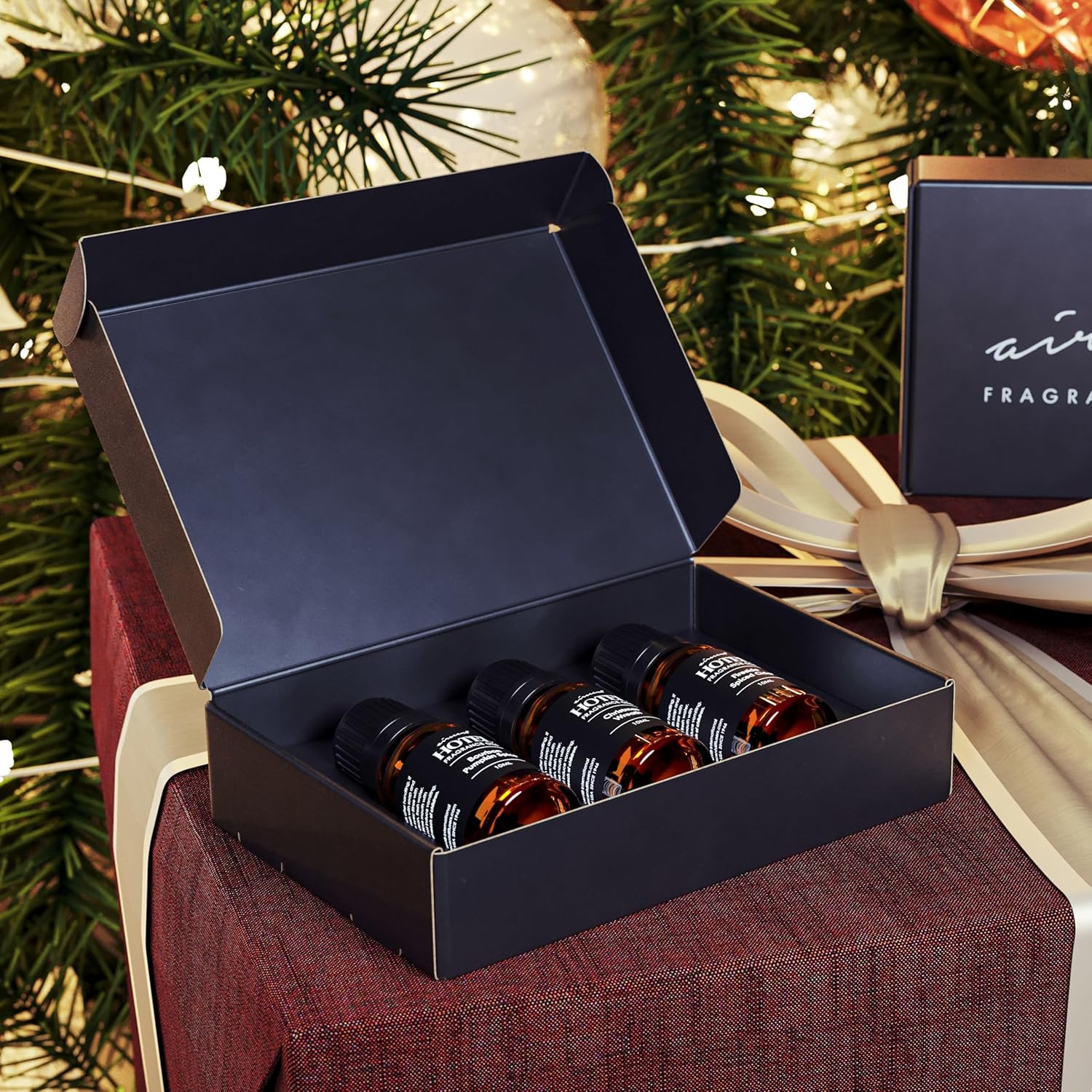 AirScent Holiday Scents Christmas Diffuser Oil 3 Pack Gift Set - 10 mL, 0.34 fl oz Fragrance Oil Set - Bourbon Pumpkin Spice, Christmas Wreath and Fireside Spiced Cider Scents - Image 5