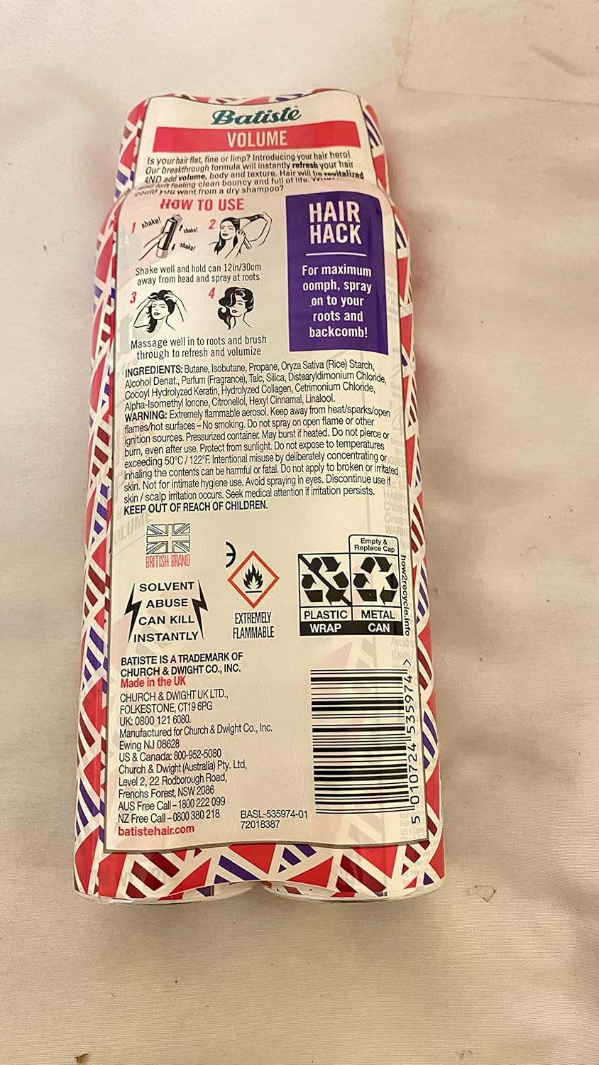 Batiste Instant Hair Refresh Volumizing Dry Shampoo, 6.73 Ounce (Pack of 2) : Beauty & Personal Care