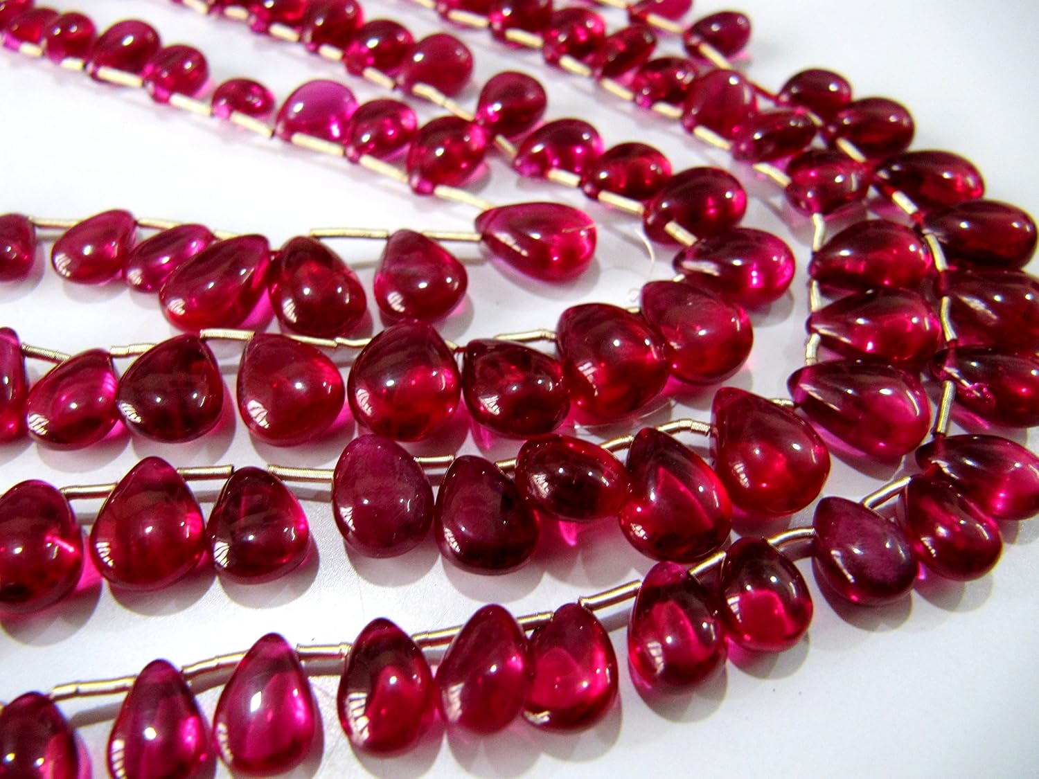 AAA Quality Ruby Smooth Flat Tear Drops 5x7mm to 10x14mm,Imitation Ruby Pear Shape Beads,Lab Created Ruby Strand 6.5mm Approx.
