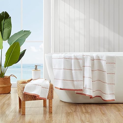 Miniatura 6 de Tommy Bahama, Juego de toallas de baño de algodón suave, altamente absorbentes y de peso medio, 3 piezas, color naranja liso Ridley