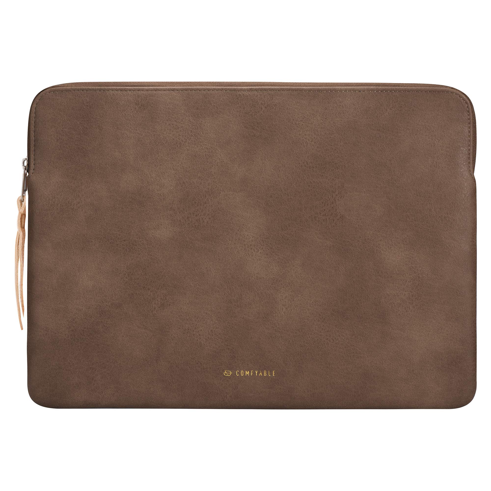 Comfyable Slim Protective Laptop Sleeve 13-13.3 inch Compatible with MacBook Pro & MacBook Air, PU Leather Waterproof Cover Computer Carrying Case Bag for Mac, Dark Khaki