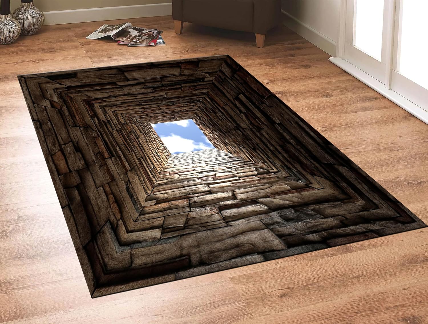 Tunnel Rug, Optical Illusion Rug, Rectangular Illusion Rug