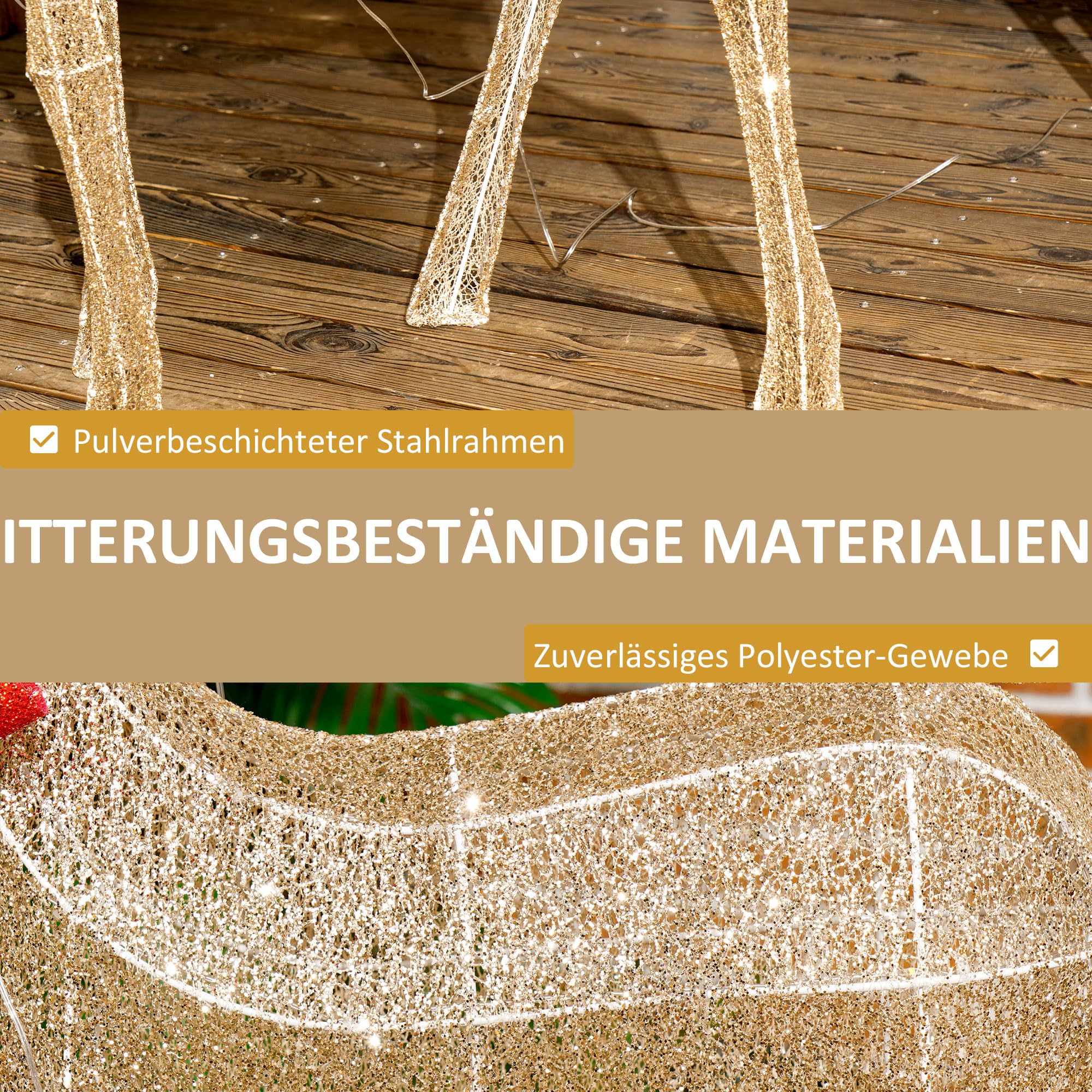 Outsunny LED Rentier Weihnachtsdeko 137 warmweißen LED Außen & Innen Gold | Weihnachtsbeleuchtung, Weihnachtsdekoration, Weihnachtsfigur