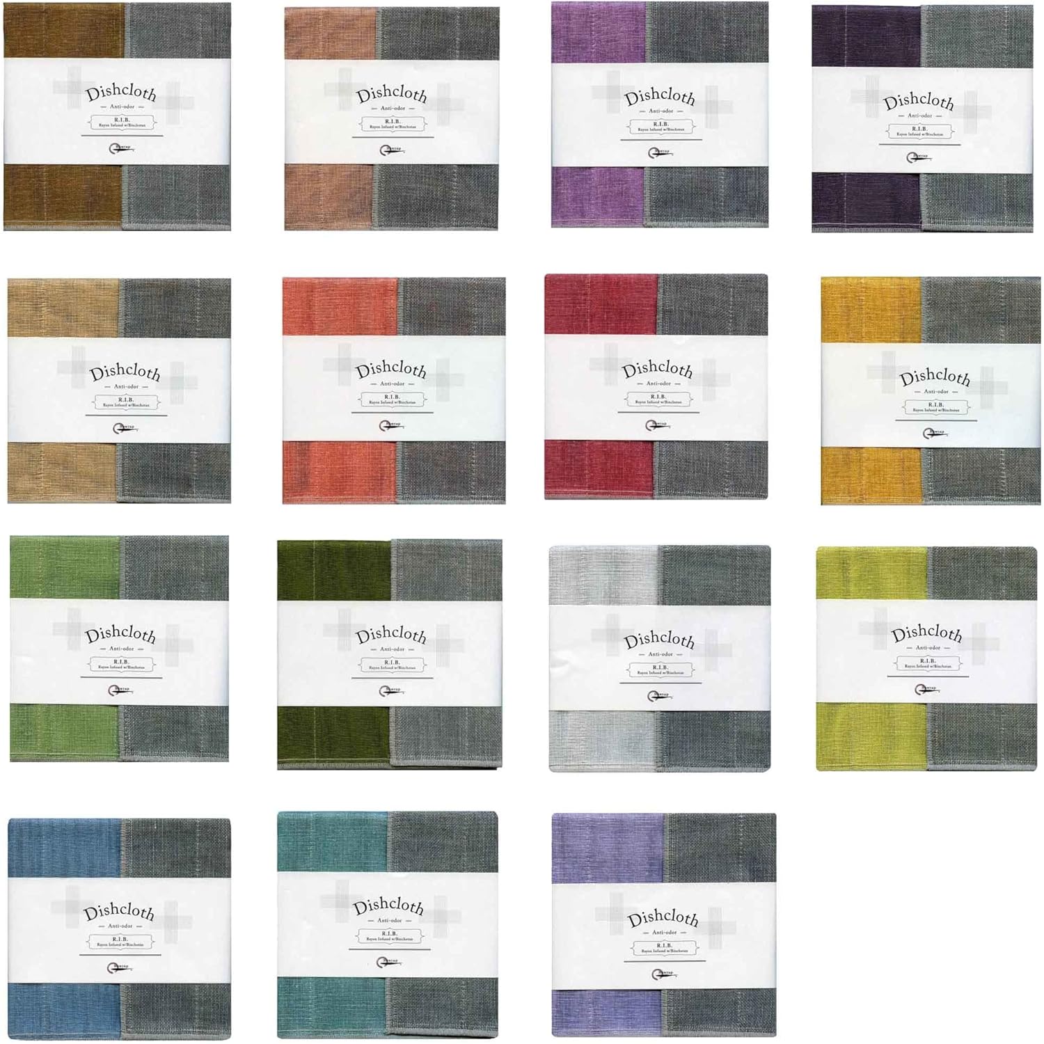 Nawrap Assorted Binchotan Charcoal Dishcloths, Set of 6 Surprise Colors