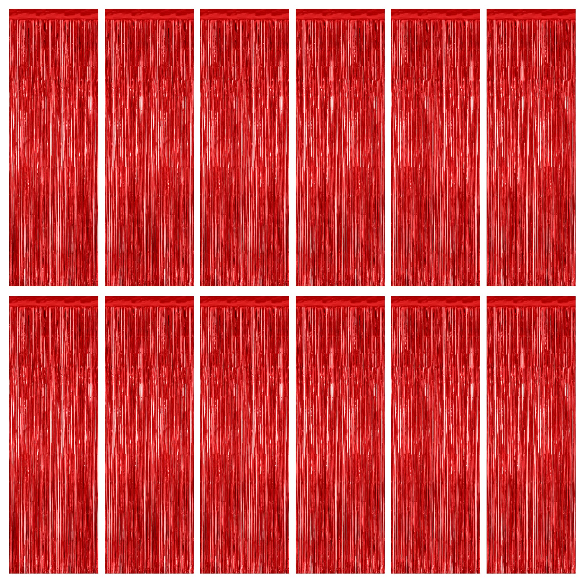ZATAYE 12 Pack Red Valentines Christmas Foil Curtain Streamer Decorations