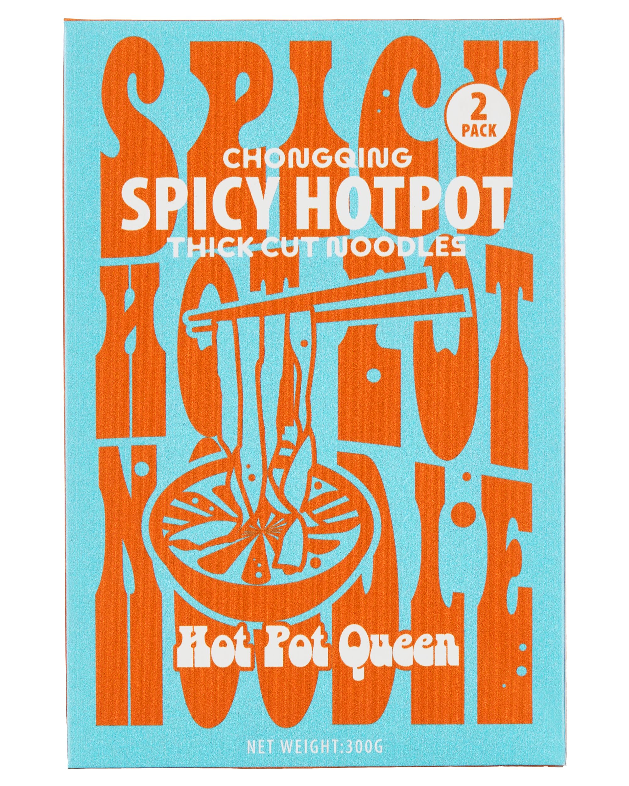 Hotpot Queen Spicy Hotpot Thick Cut Noodles | One-Of-A-Kind Instant Noodles in Sichuan Hotpot Flavor, Ready in 4 Mins, Premium Thick Cut Noodles in Authentic Hotpot Soup Base Packed With Umami, 2 Independent Servings Per Unit - 10.3 Ounces (Pack of 1)