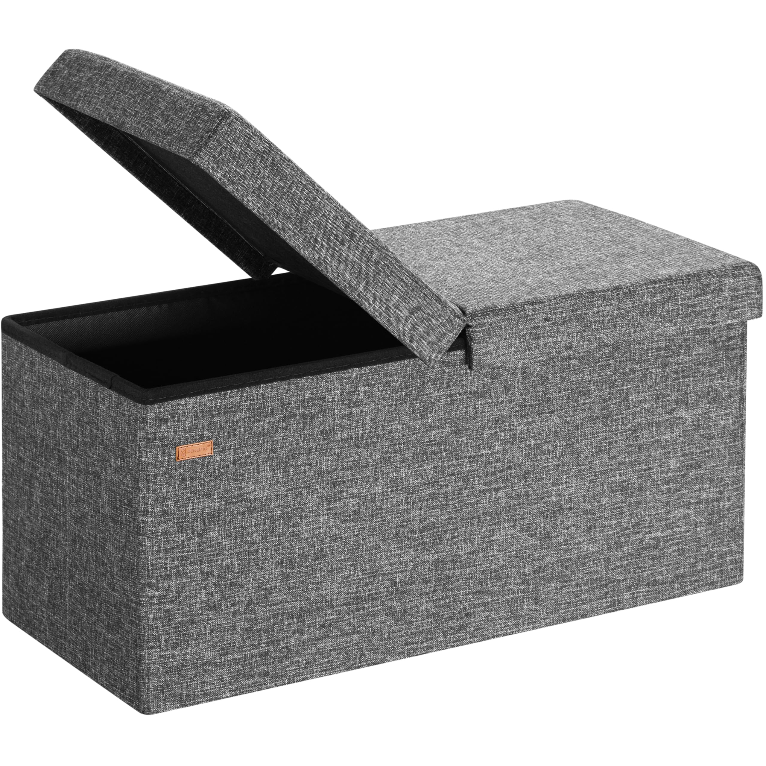 Casaria® Sitzbank mit Stauraum Faltbar Dunkelgrau 80x40x40cm Gepolstert Deckel Leinen - Optik Schlafzimmer Wohnzimmer Flur Sitztruhe Truhenbank Polsterbank