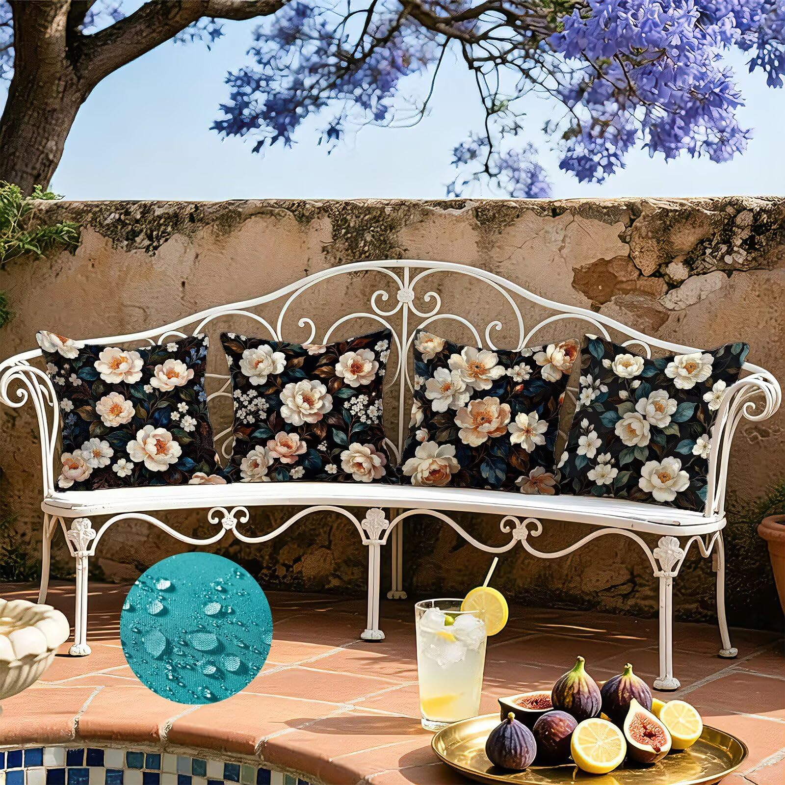 Beżowa poszewka na poduszkę 50 x 50 cm zestaw 4 poduszek outdoorowych