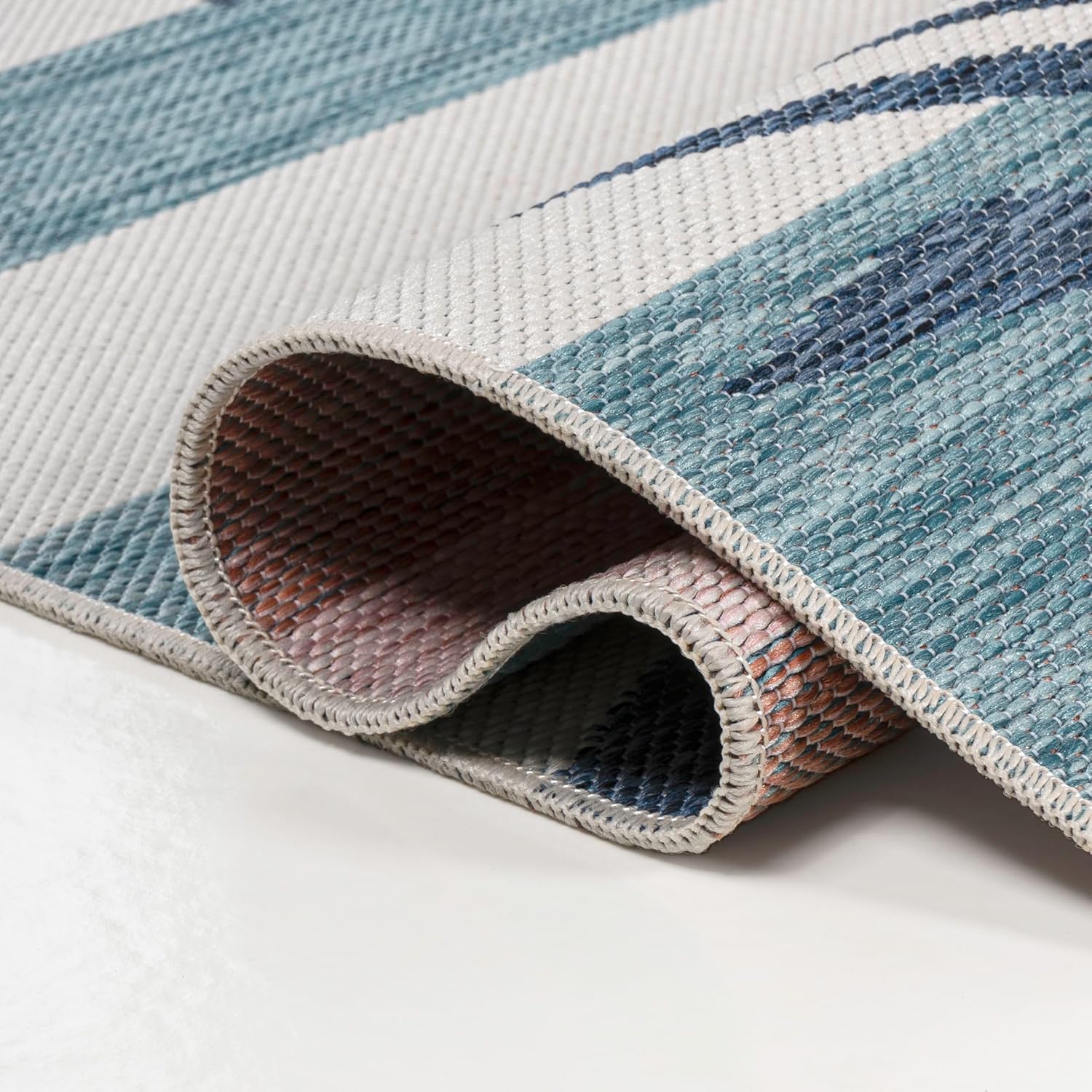 JONATHAN Y Beach Stripe and Palm Leaf Indoor Outdoor Area Rug 3X5 Navy/Cream, Veronica Classic for Backyard, Patio, Porch, Easy-Cleaning, High Traffic, Pet-Friendly, Non-Shedding (TSN402B-3)