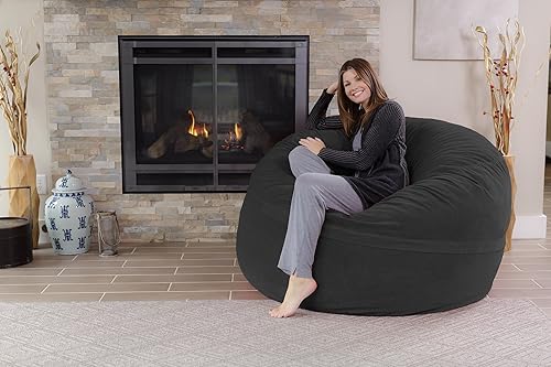 Miniatura 124 de Silla Chill Sack Bean Bag: muebles de espuma de memoria gigante y una tumbona grande. Gran sofá con gran cubierta de gamuza suave resistente al