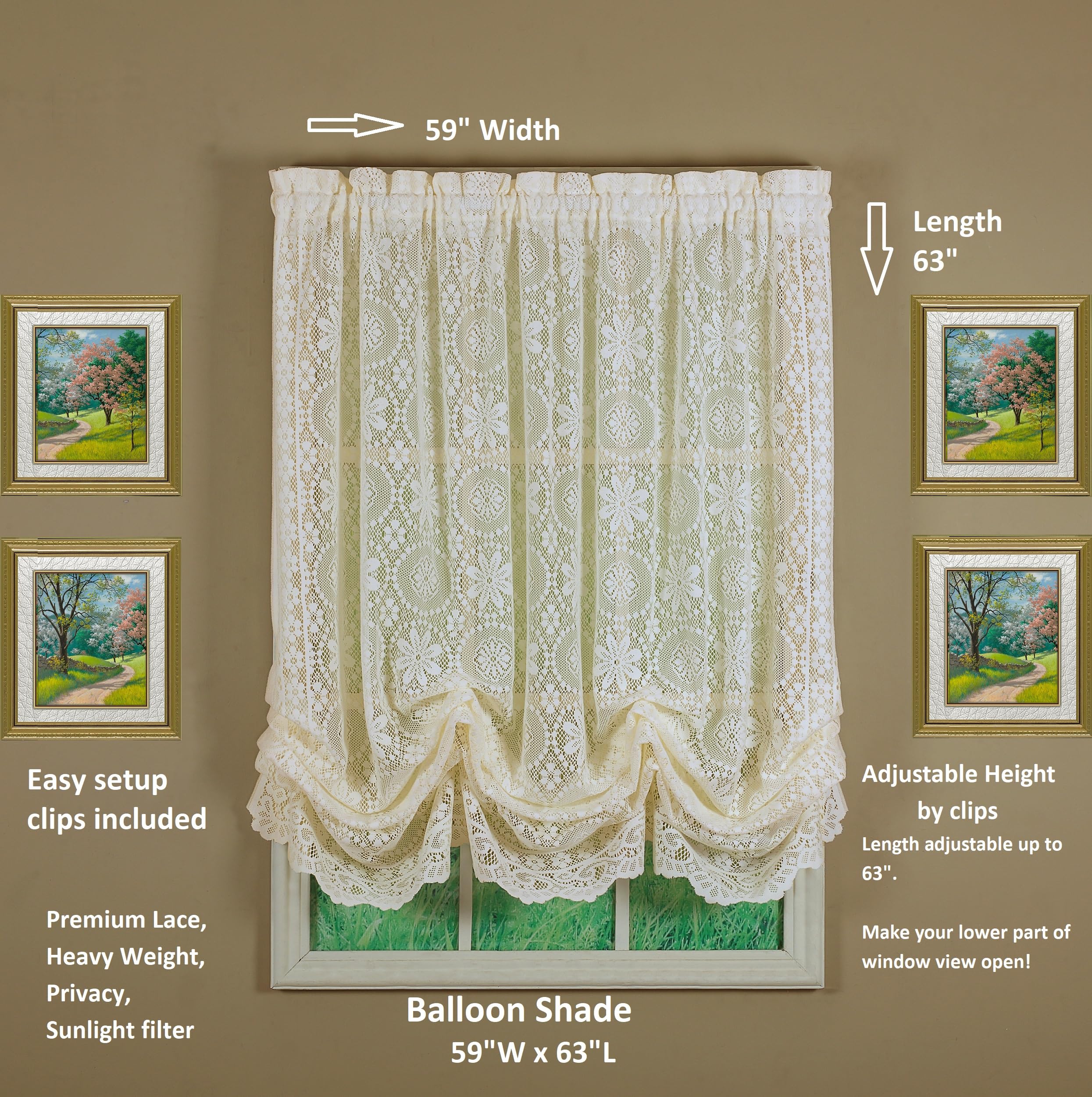 Amazon.com: Today's Curtain Hopewell Lace Balloon Shade, Cream