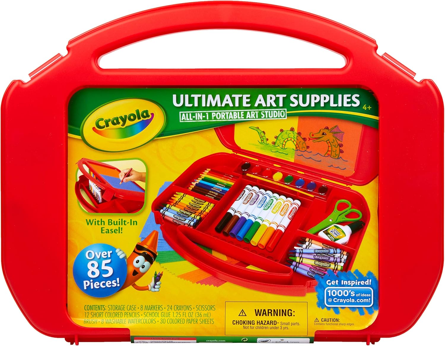 Crayola Ultimate Art Case With Easel, 85 Pieces, Gift For Kids Multicolor, 12 1/4" x 15 3/4" x 2 1/4": Toys & Games