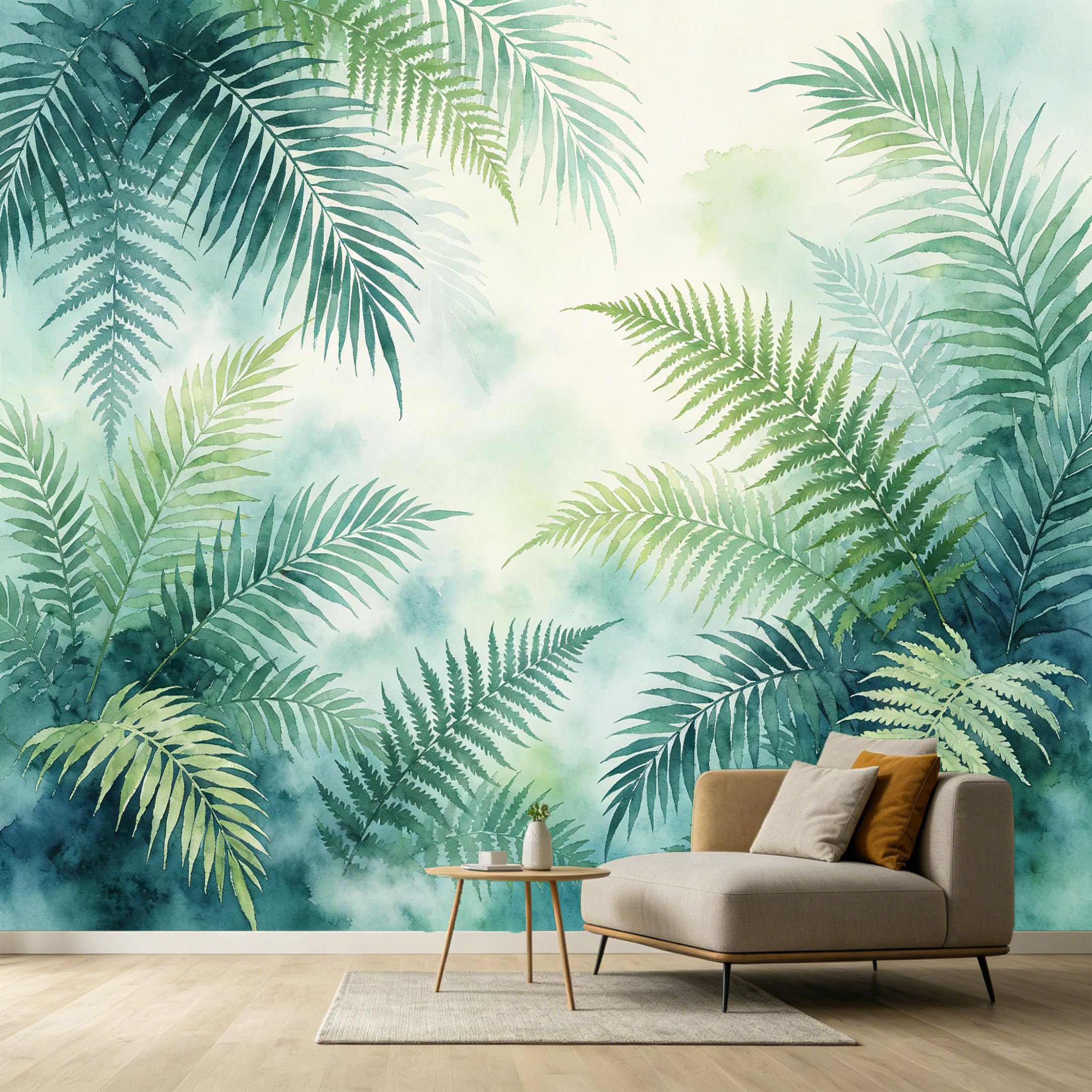 Custom Size Wall Murals Botanical Watercolor Tropical Palm Leaves Modern Minimalist Style SelfAdhesive Wall Fabric Removable Large Wallpaper Photo for Living Room