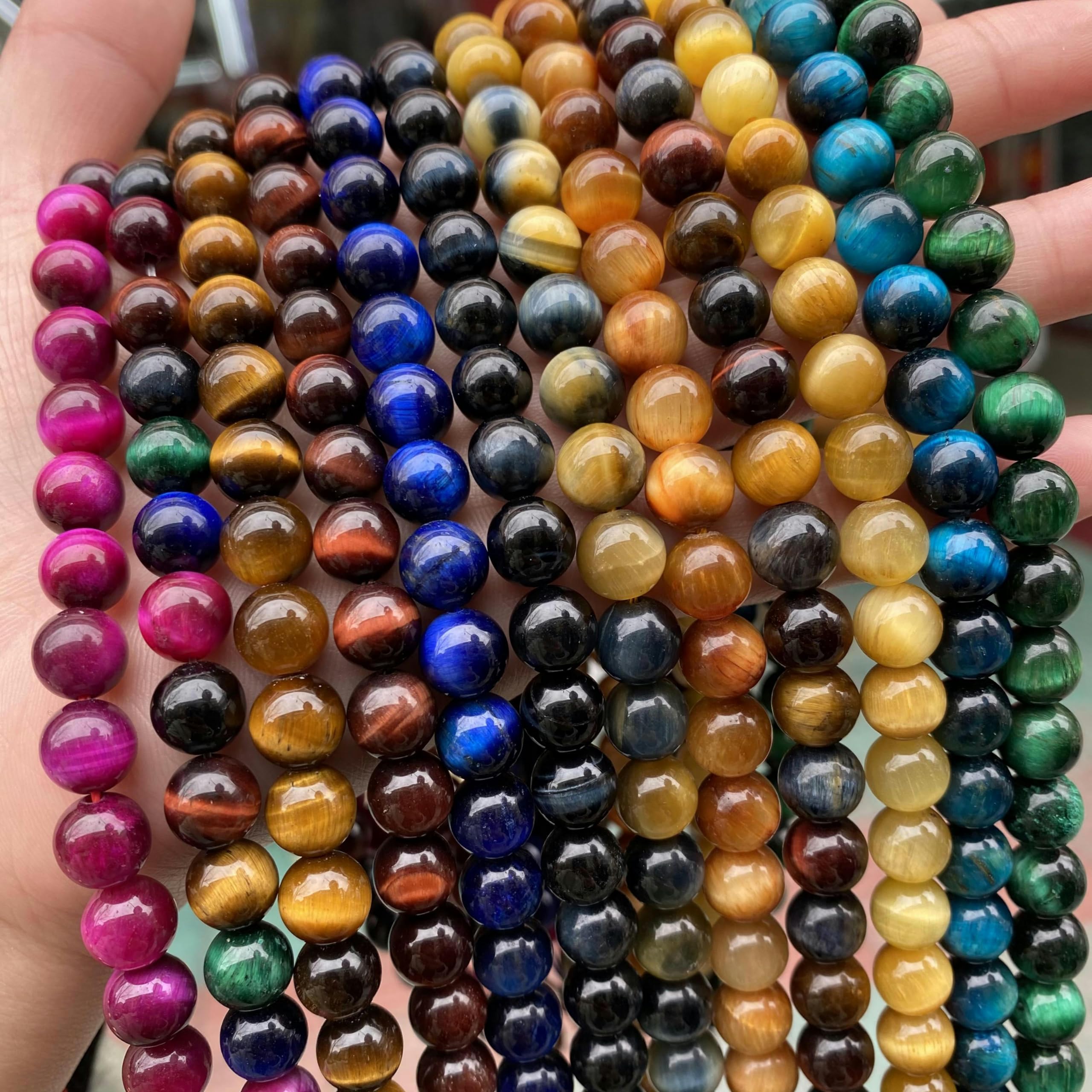 Cuentas de ojo de tigre azul de piedra natural, cuentas redondas sueltas de 6, 8, 10 y 12 mm para hacer joyas, pulsera con dijes de bricolaje de 15" -Apatita-14 mm, 27 a 28 piezas