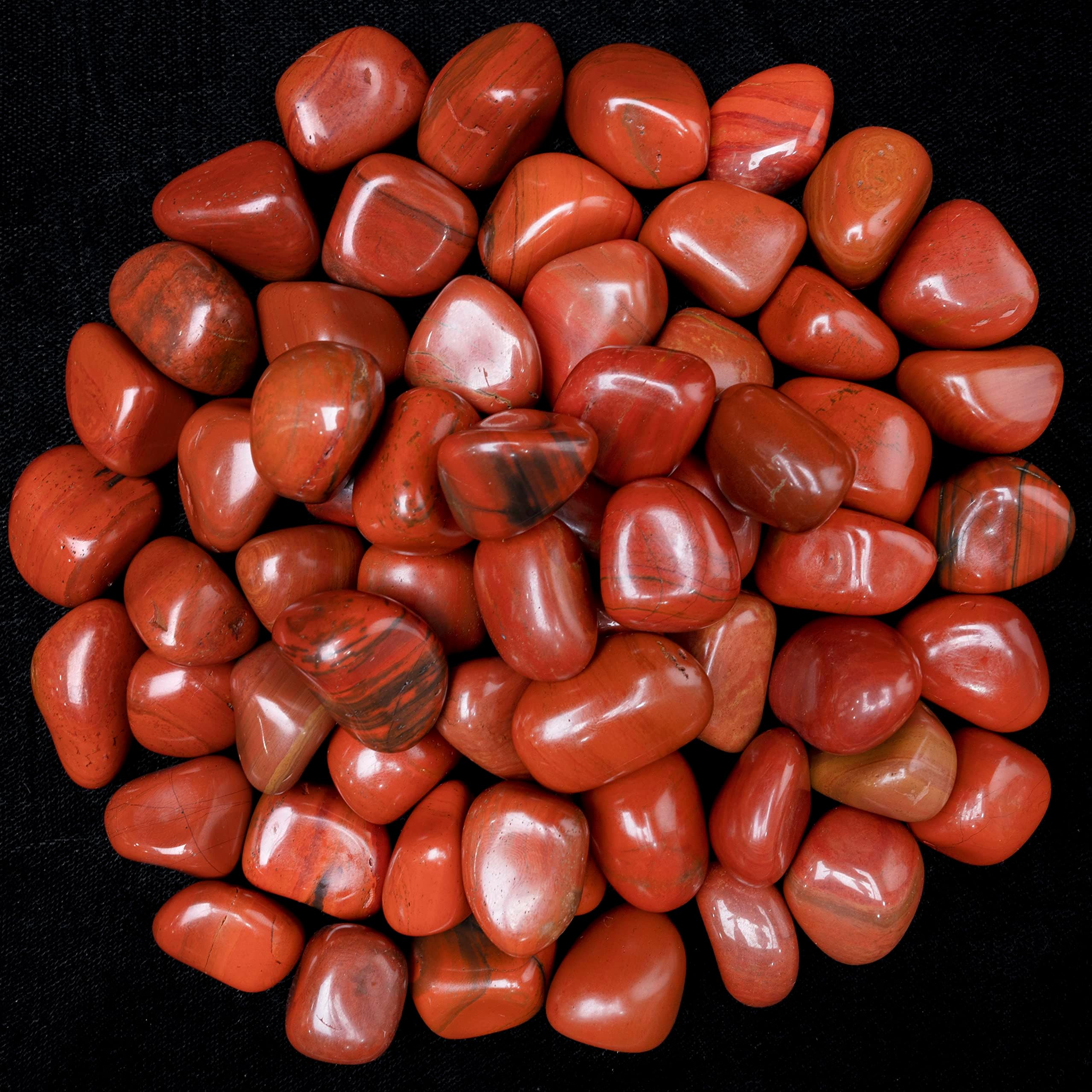 ZAICUS 1lb Red Jasper Tumbled Stones | Polished Crystals Healing | Natural Stones | Feng Shui | Chakra Balancing | Good Luck | Reiki Gift | Home Decor | Size 20-25 mm