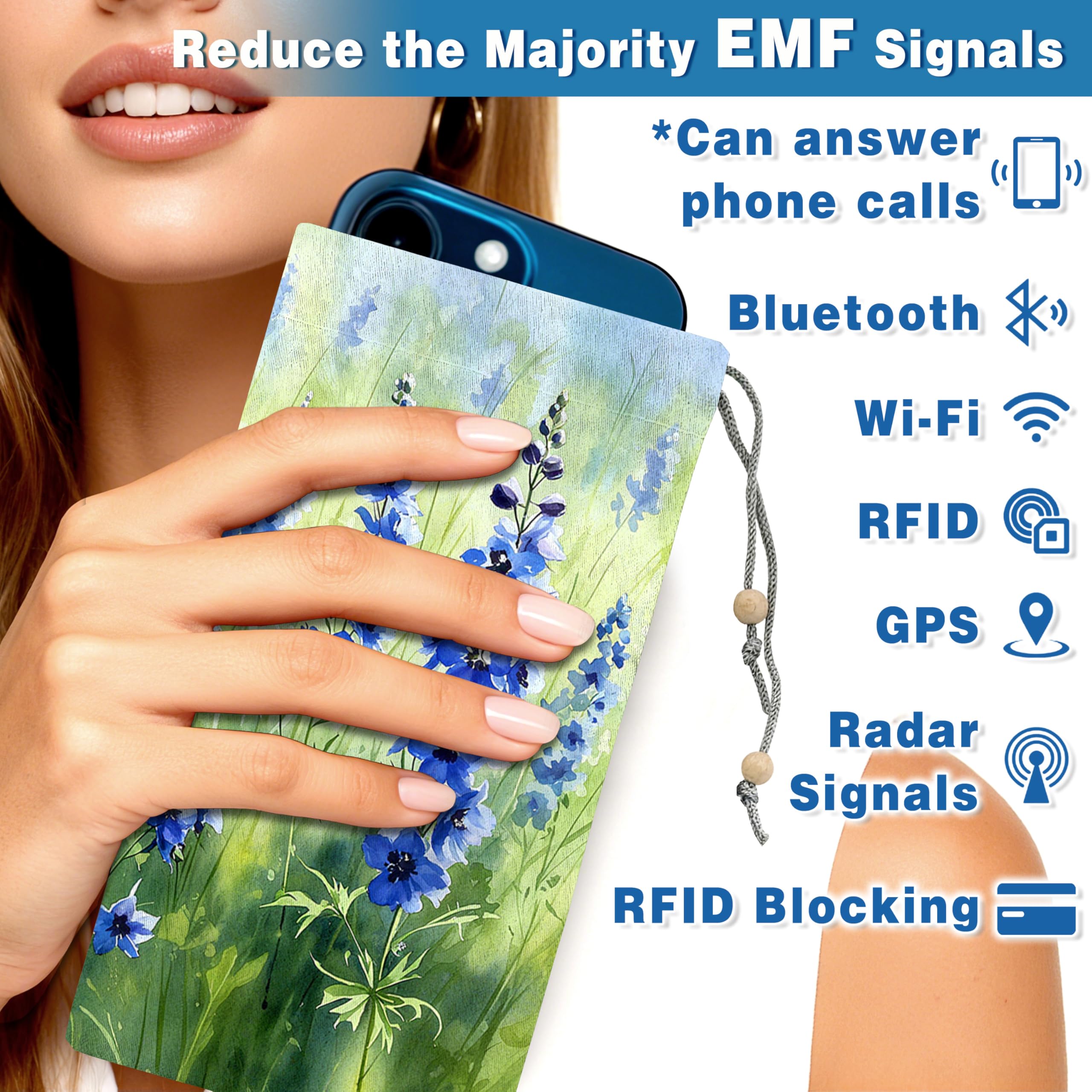 EMF Schutzhülle für Handy, reduziert Signale, Anti-EMP-Tasche gegen Strahlung, EMF, 5G, RFID-blockierend, 10,2 x 20,3 cm, Lavendelfarben