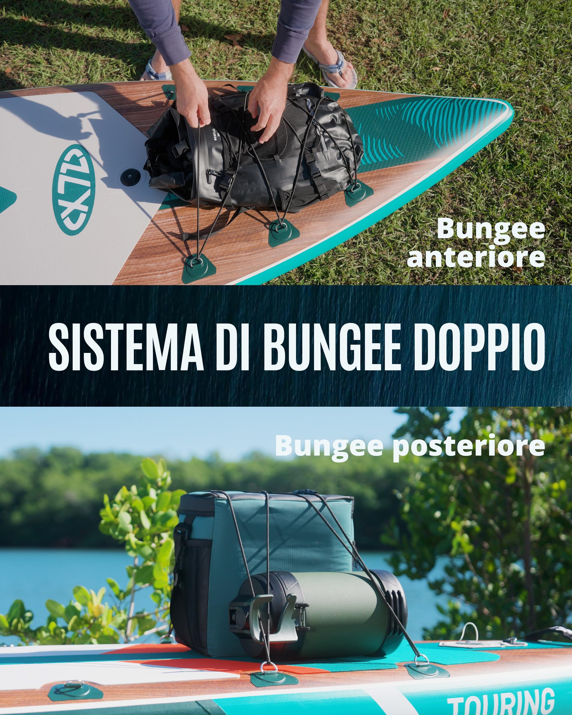 ZLX Sup Gonfiabile 350x83cm,SUP Touring Con Accessori Completi, Tavola SUP Max 230 Kg, Pinna Centrale Unica, Pad Deck Antiscivolo, Tavola SUP Gonfiabile Per Adulti, Principianti, Tutti I Livelli