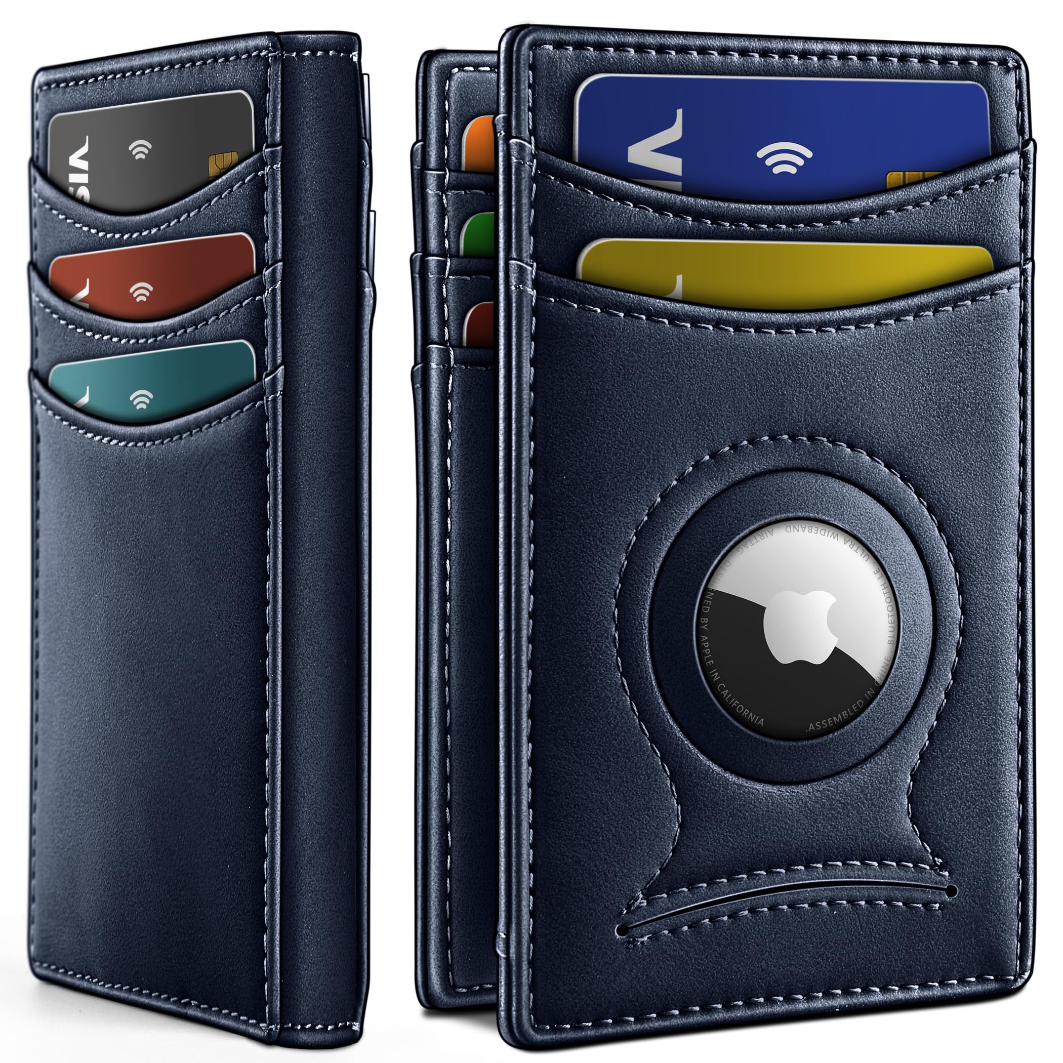 BULLIANT Men Airtag Wallet,Slim Wallet Money Clip Card Holder Magnetic Closure 12 Cards in Front Pocket RFID Blocking