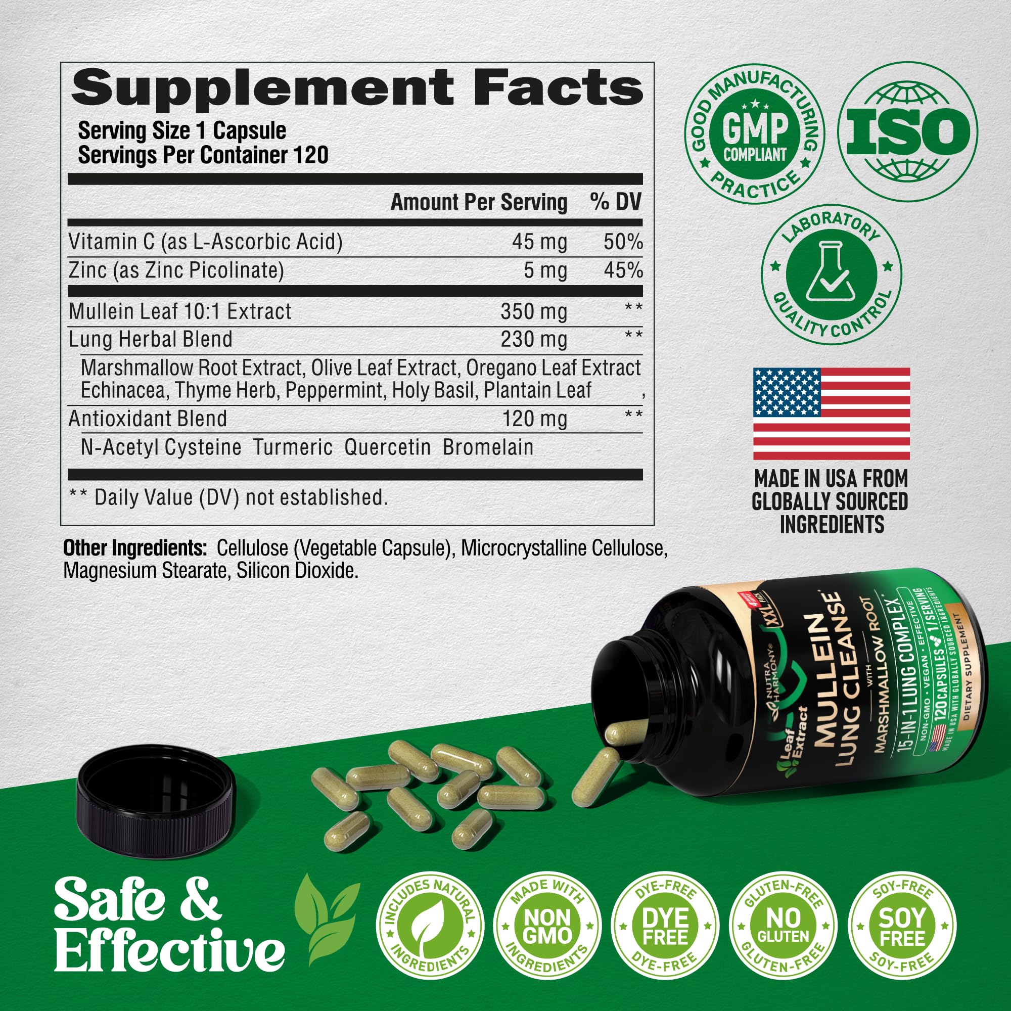 Mullein Lung Detox - Mullein Leaf 10:1 Extract Supplement - 120 Caps — Amazon image 7