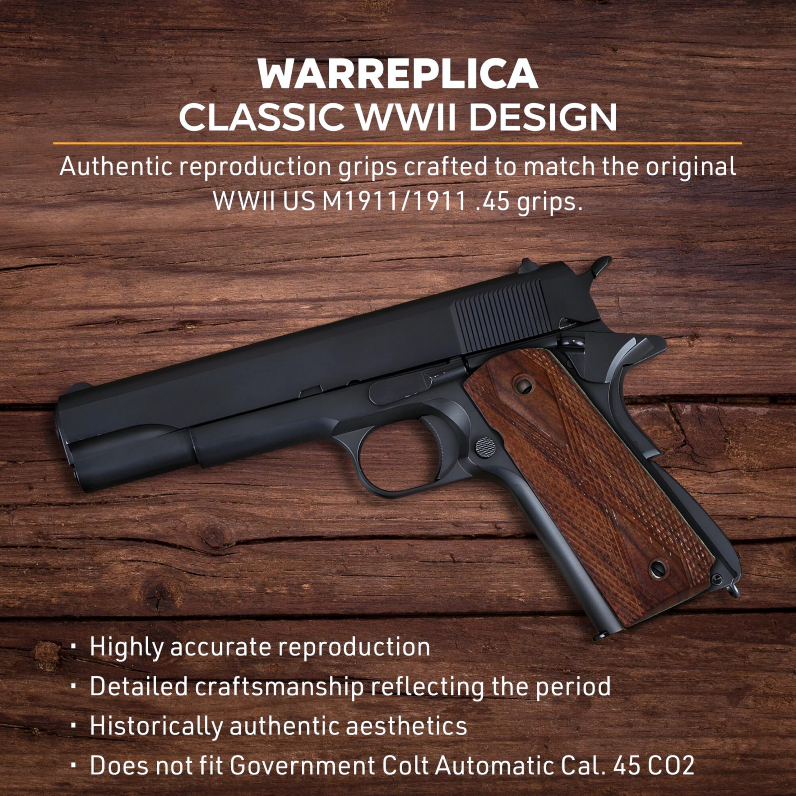 warreplica WWII los EEUU M1911 / 1911 0.45 Madera Pistola Grips - Reproducción