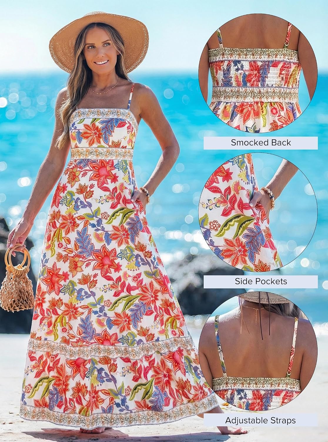 popvil Women Summer Maxi Dress 2026 Spaghetti Strap Long Beach Dress image 4