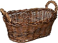 Vista 1 de Cheung's UW-9245A-UP - Cesta ovalada de sauce de 10 pulgadas con asas laterales, color marrón