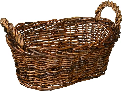 Cheung's UW-9245A-UP - Cesta ovalada de sauce de 10 pulgadas con asas laterales, color marrón