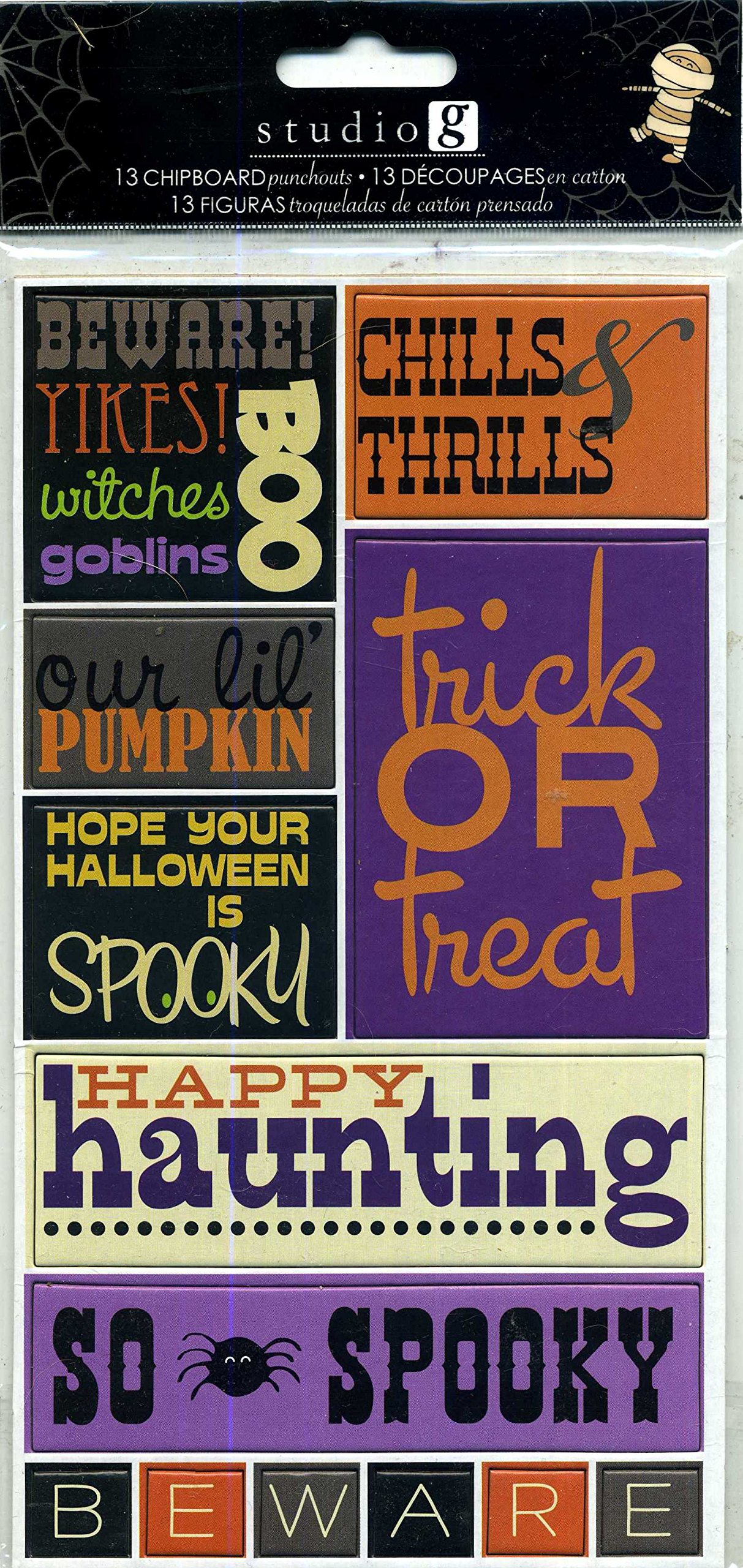 Studio G Scrapbook 13 Chipboard Punchouts Halloween Trick or Treat