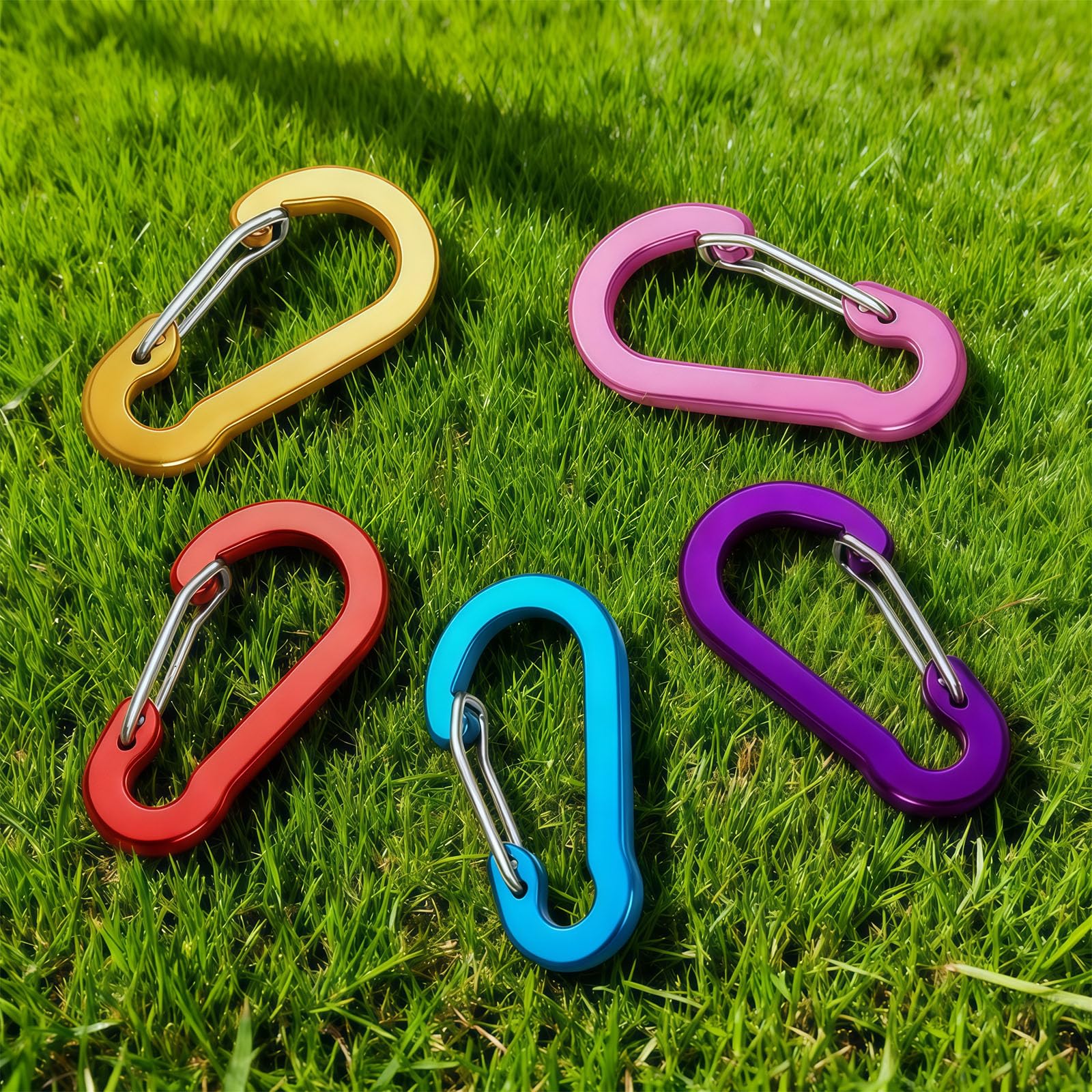flintronic 10 Pezzi Moschettone Portachiavi, Piccoli Moschettone Piccolo Alluminio, Moschettoni a Sgancio Rapido, Portatile Moschettoni Multipli, per Zaino Cani al Guinzaglio Campeggio Pesca Viaggi