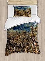 Vista 132 de Ambesonne Juego de funda de edredón color menta, líneas onduladas horizontales a rayas blancas abstractas de tonos suaves, exhibición de arte