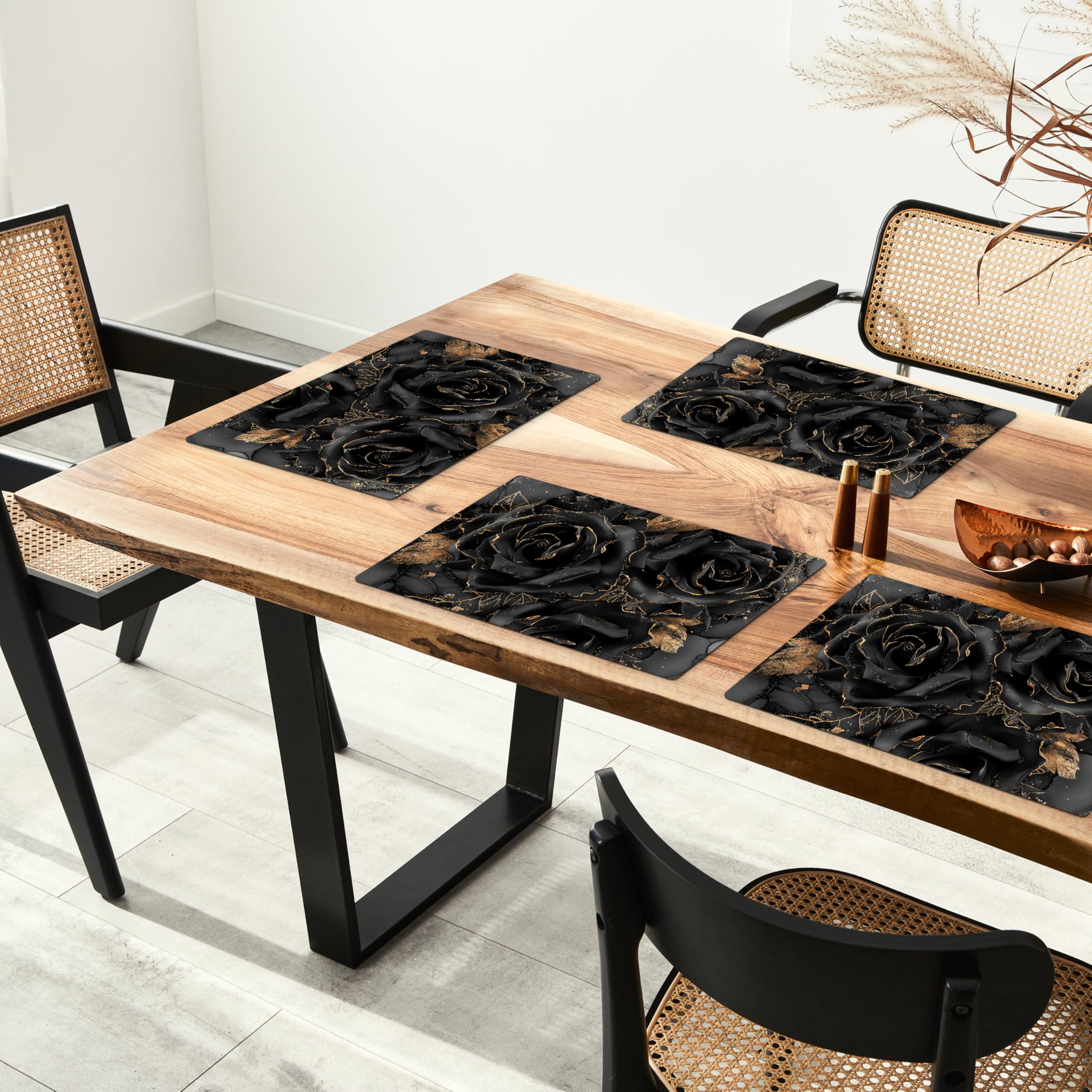 Sets De Table Ronds à Imprimé Bohème En PVC Tressés Lot De 6 Sets De Table Lavable Résiste à La Chaleur Antidérapant Tapis De Table Pour Cuisine Restaurant Table à Manger