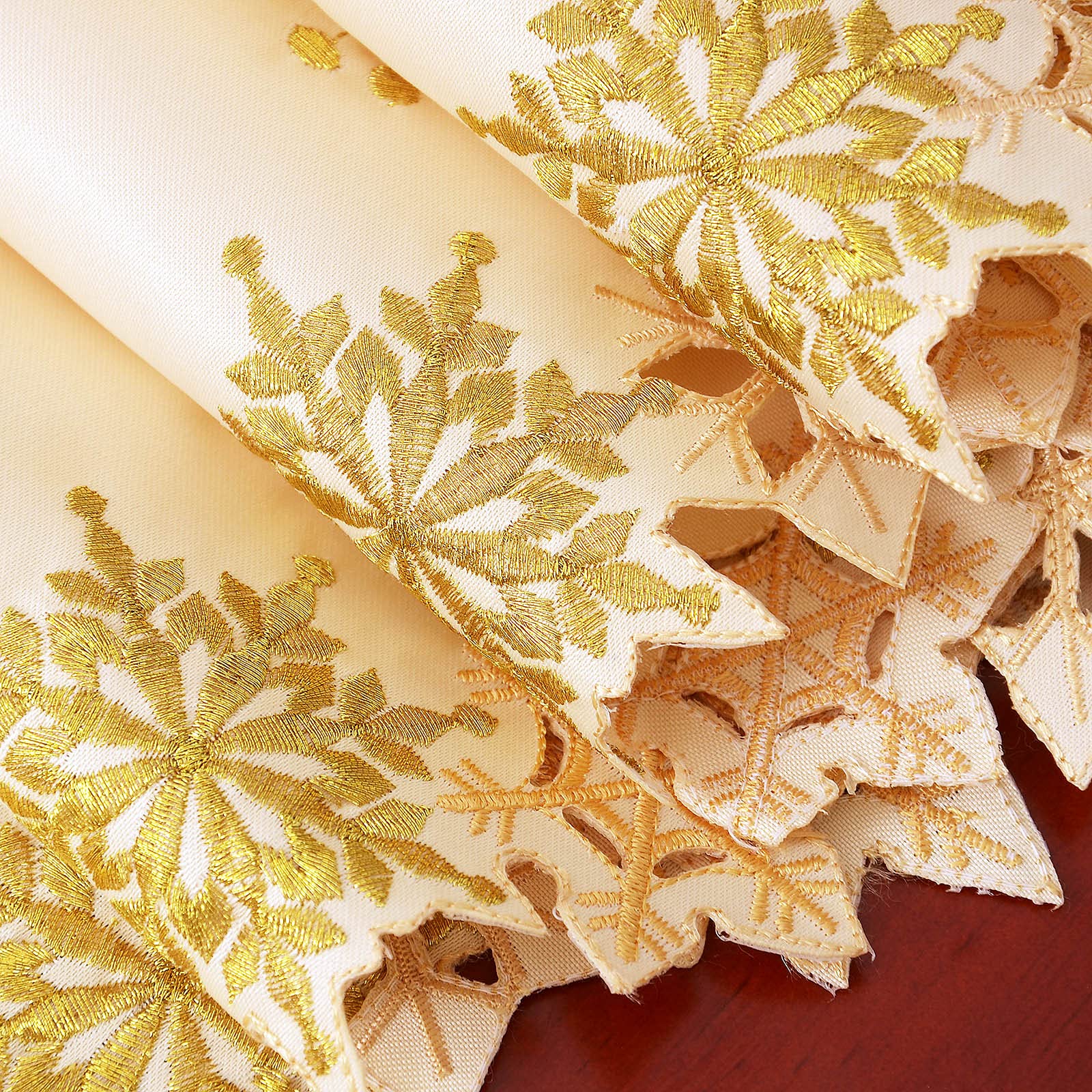 Simhomsen Embroidered Snowflake Table Runner for Christmas Holiday and Winter (Gold, 35.6 x 274.4 cm), Gold, 14×108 inches - Image 2