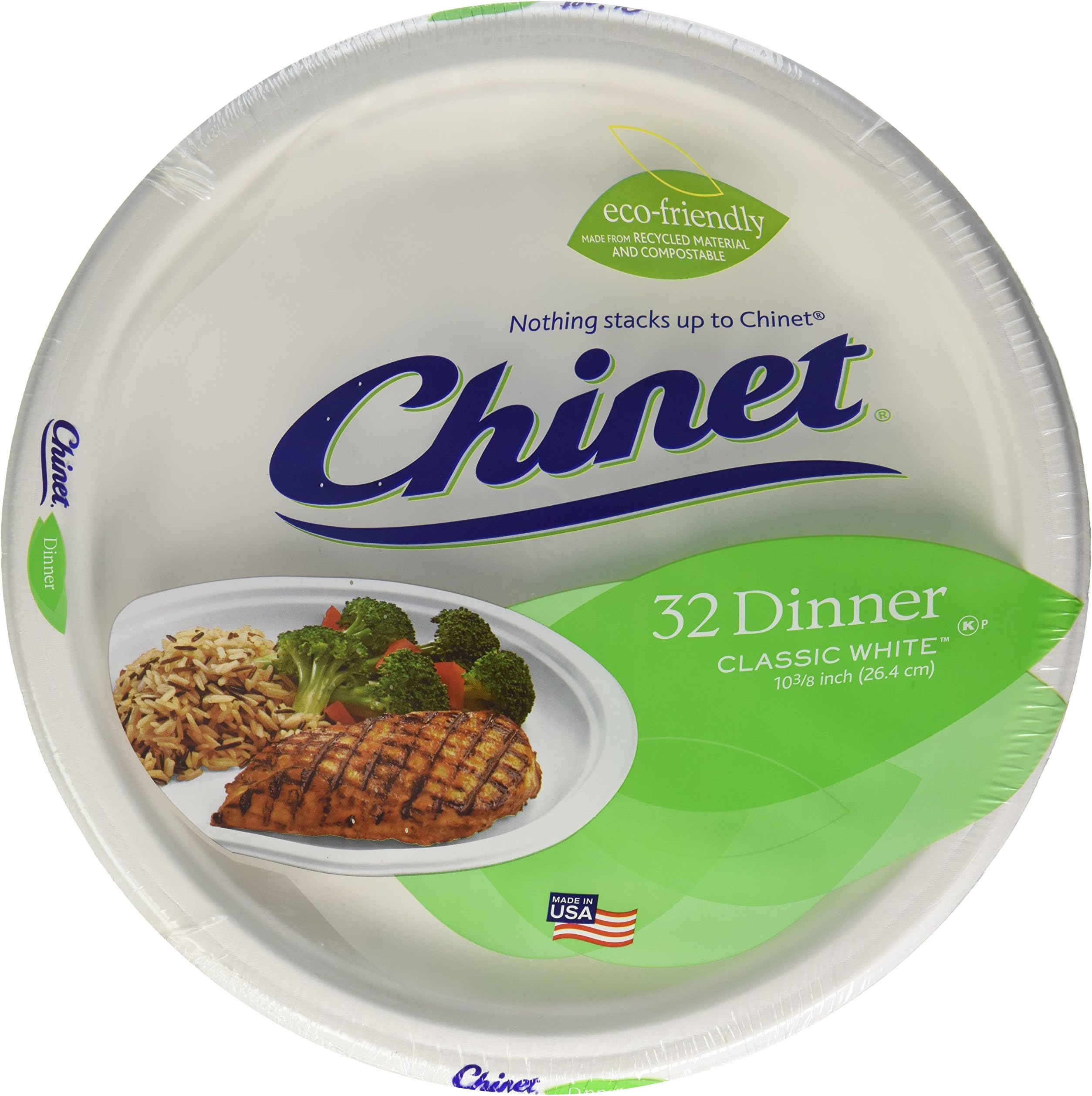 Chinet Classic White Dinner Plates, 32 ct