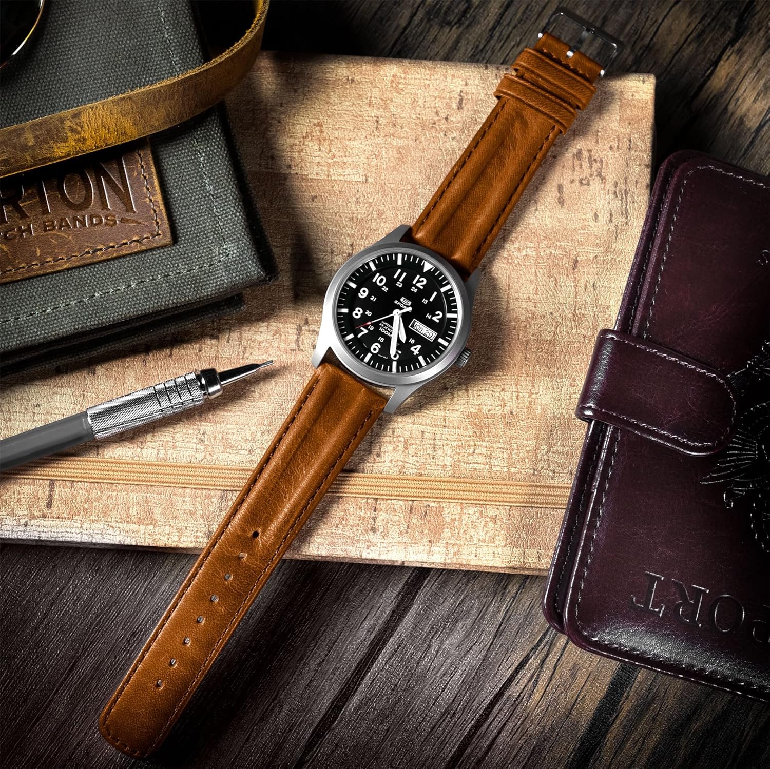 Barton Racing & Rally Horween Leather Straps with Integrated Quick Release Spring Bars - Watch Bands