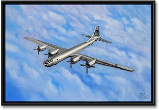 B-29 Superfortress 'Enola Gay' Professionally Framed Giclee Archival Canvas Wall Art for Home & Office from Drawing and Painting by Artist Mike Bennett 12" x 18"